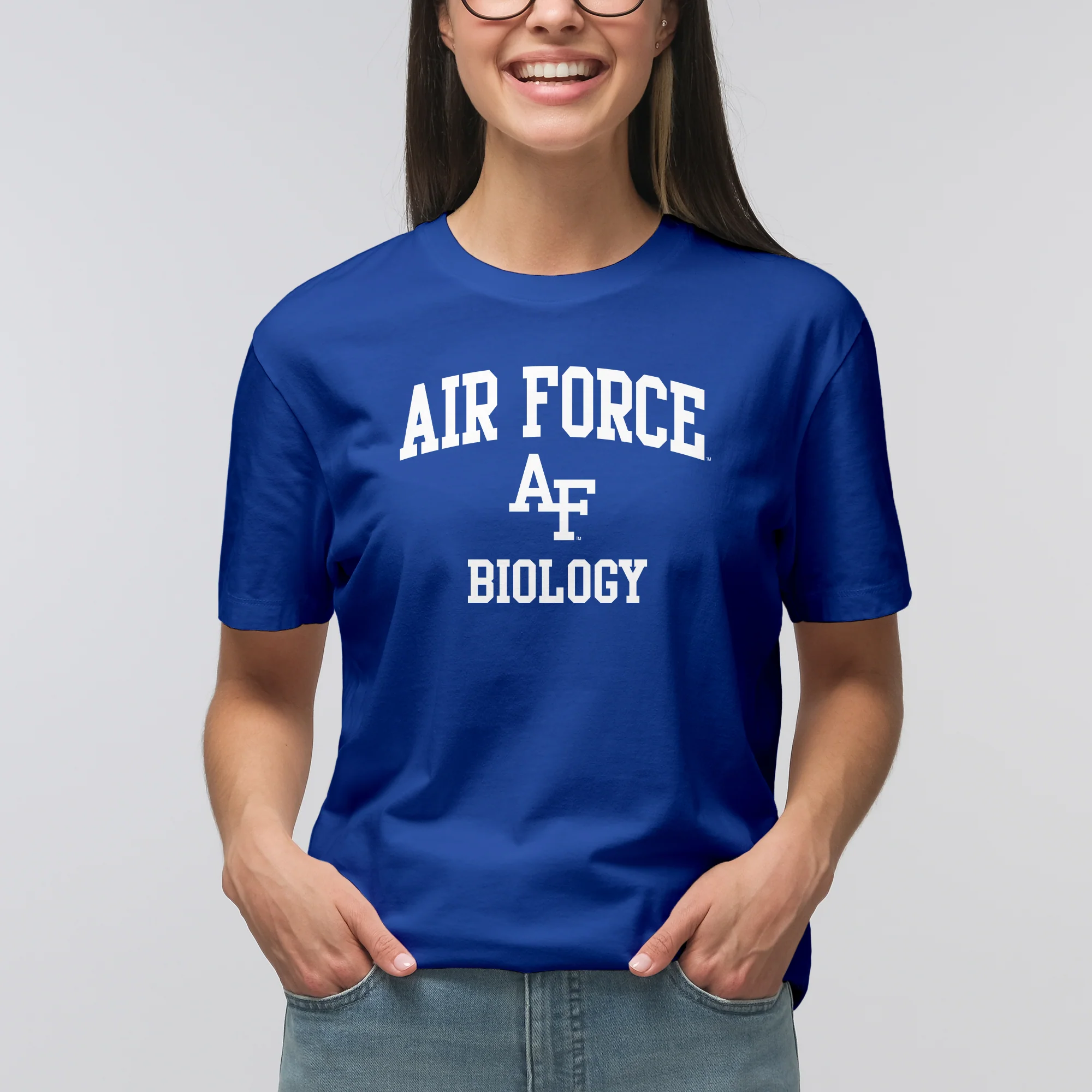 Air Force Academy Arch Logo Biology T-Shirt - Royal - Image 4