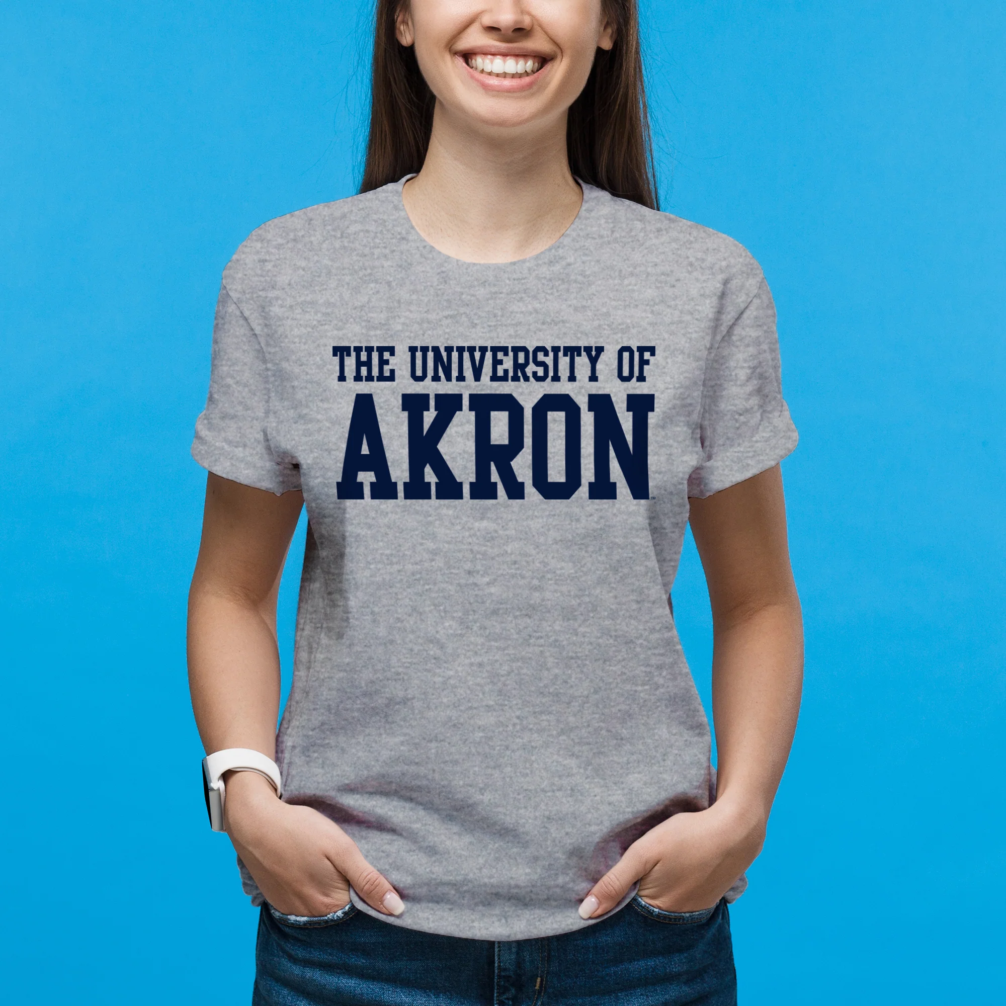 Akron Zips Basic Block T Shirt - Sport Grey - Image 4