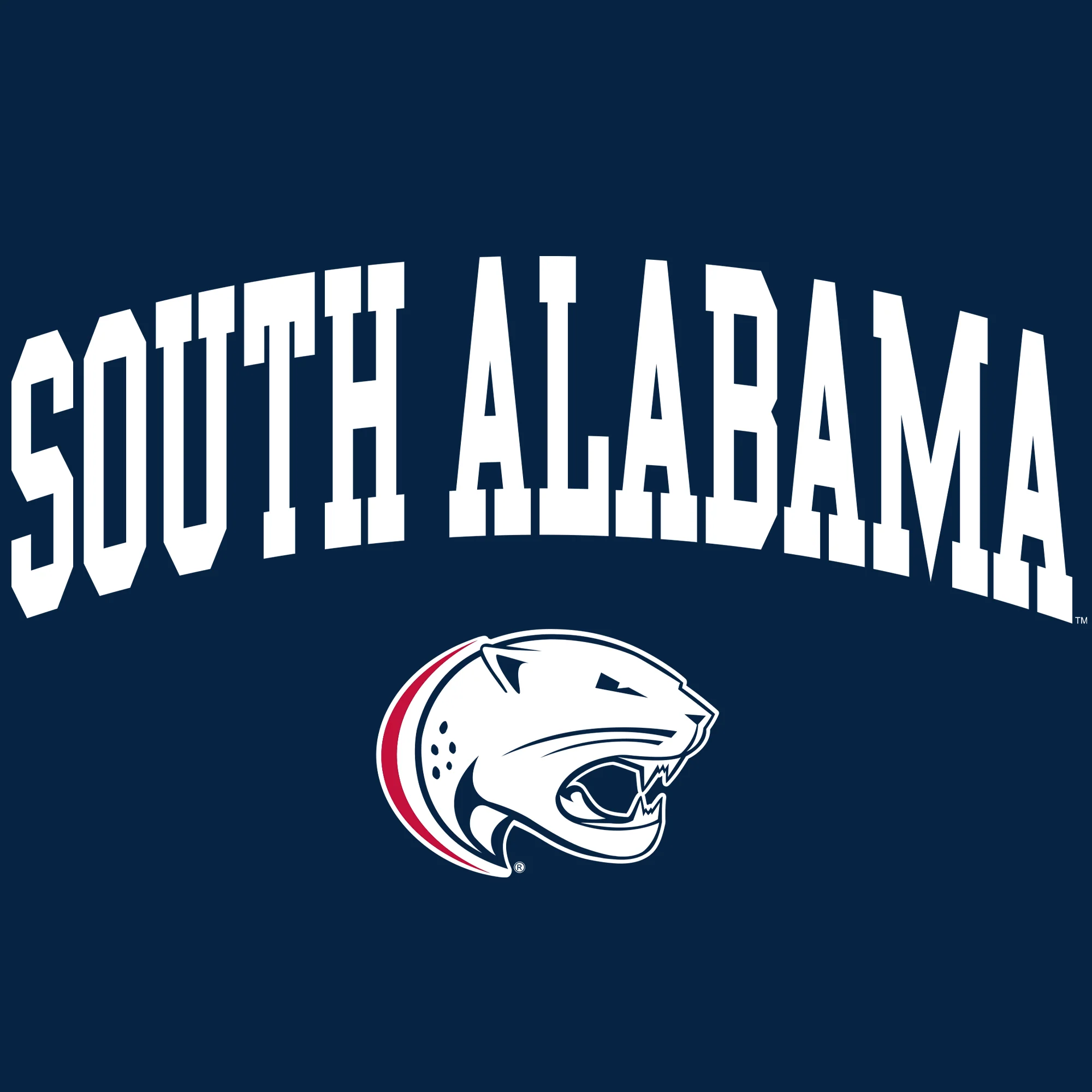 South Alabama Jaguars Arch Logo Long Sleeve T Shirt - Navy - Image 2