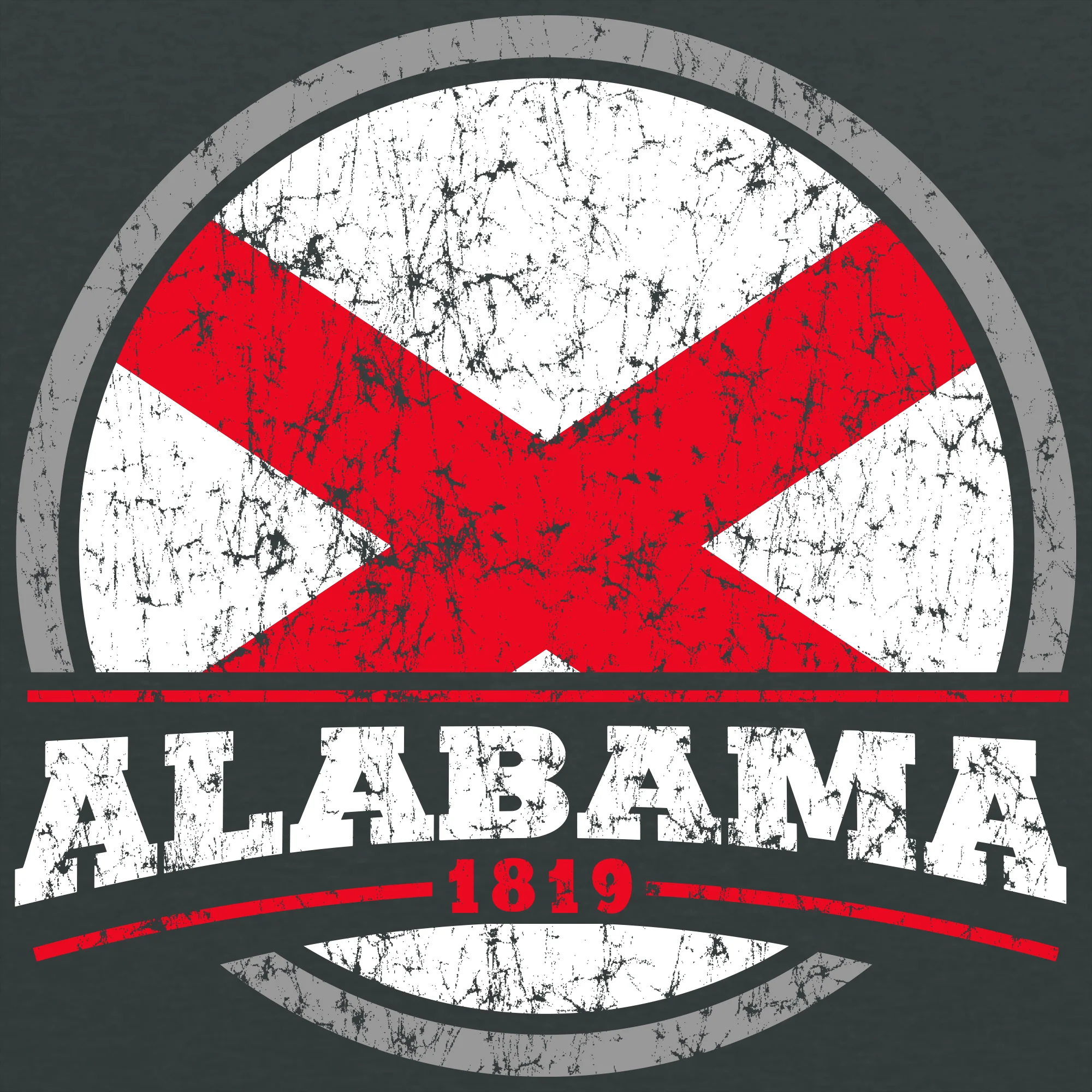 Alabama Distressed Circle T-Shirt - Dark Heather - Image 2