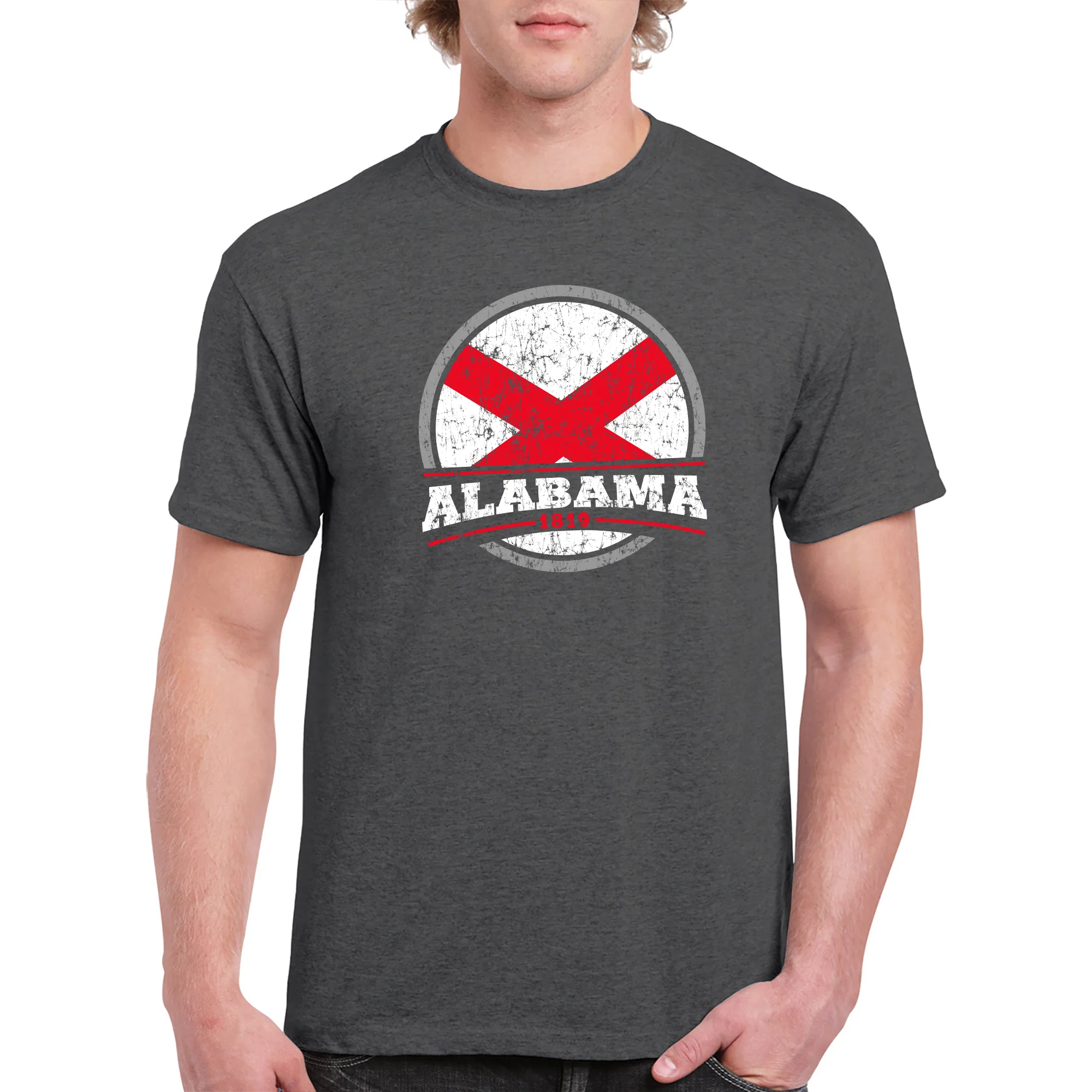 Alabama Distressed Circle T-Shirt - Dark Heather - Image 3