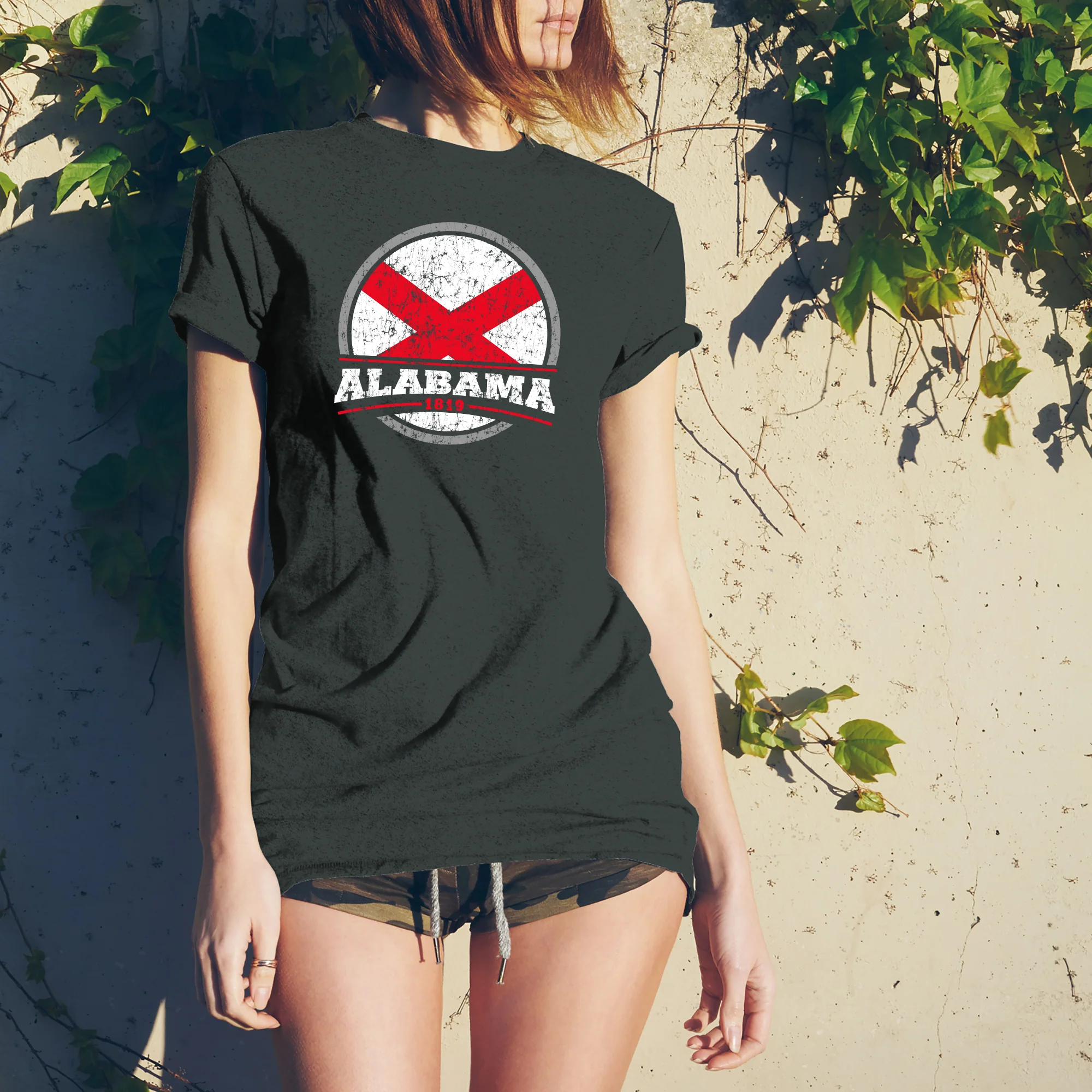 Alabama Distressed Circle T-Shirt - Dark Heather - Image 4