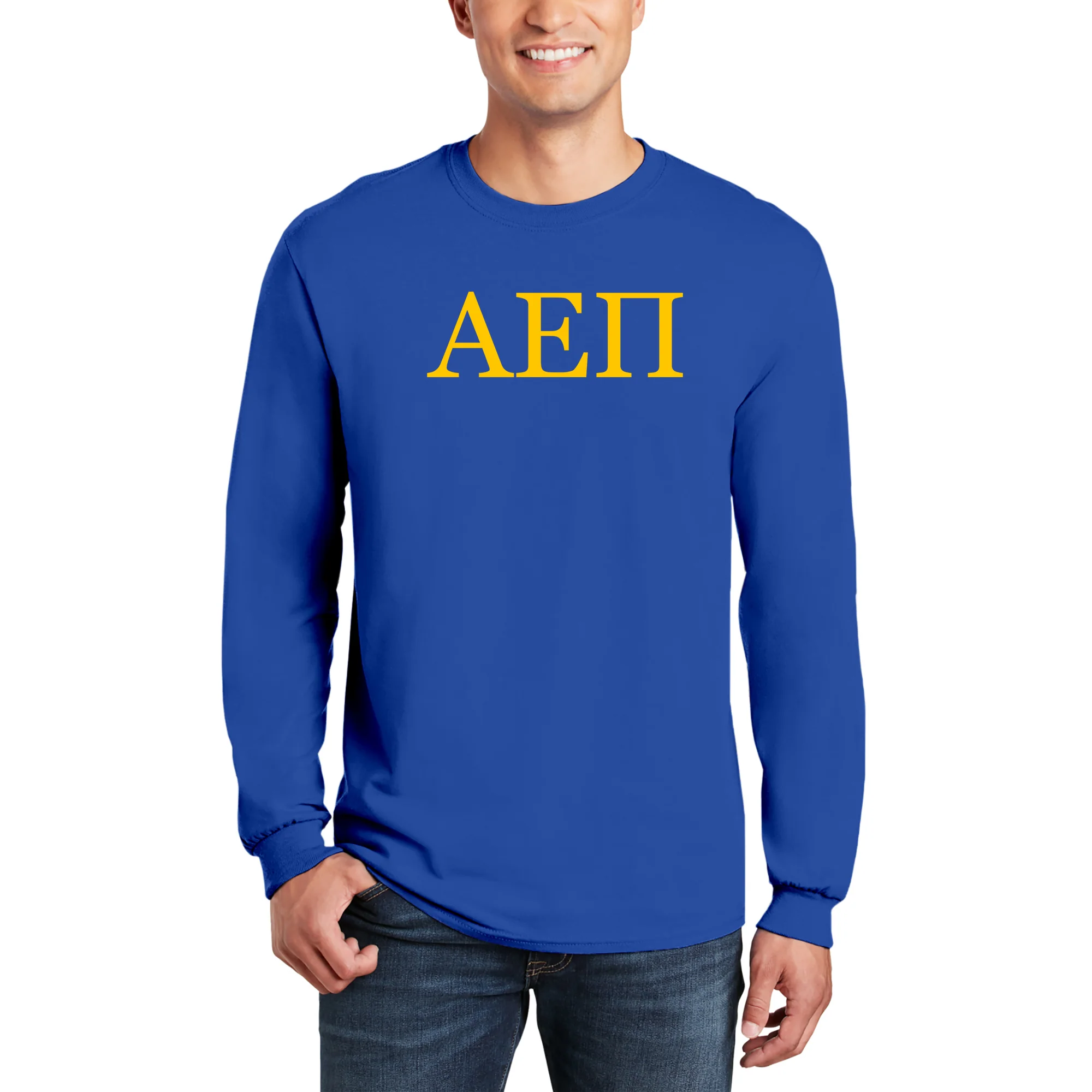 Alpha Epsilon Pi Greek Letter Block Long Sleeve - Royal - Image 3