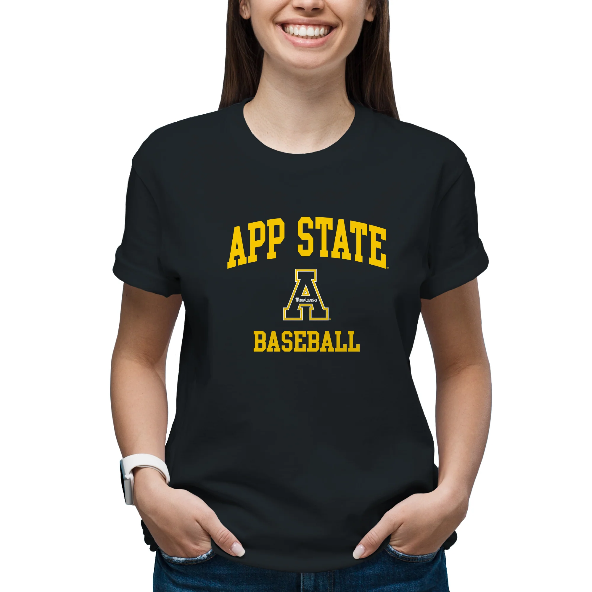 App State Arch Logo Baseball T-Shirt - Black - Image 4