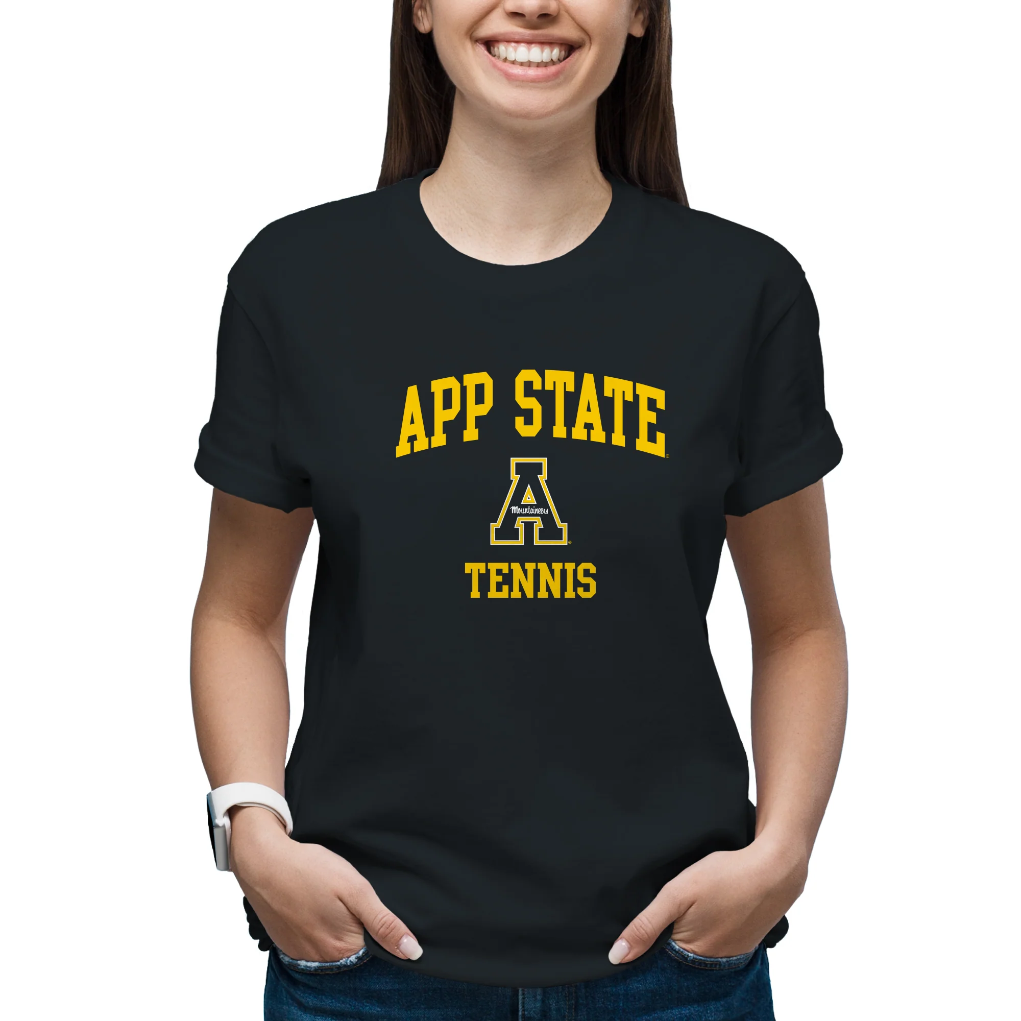 App State Arch Logo Tennis T-Shirt - Black - Image 4