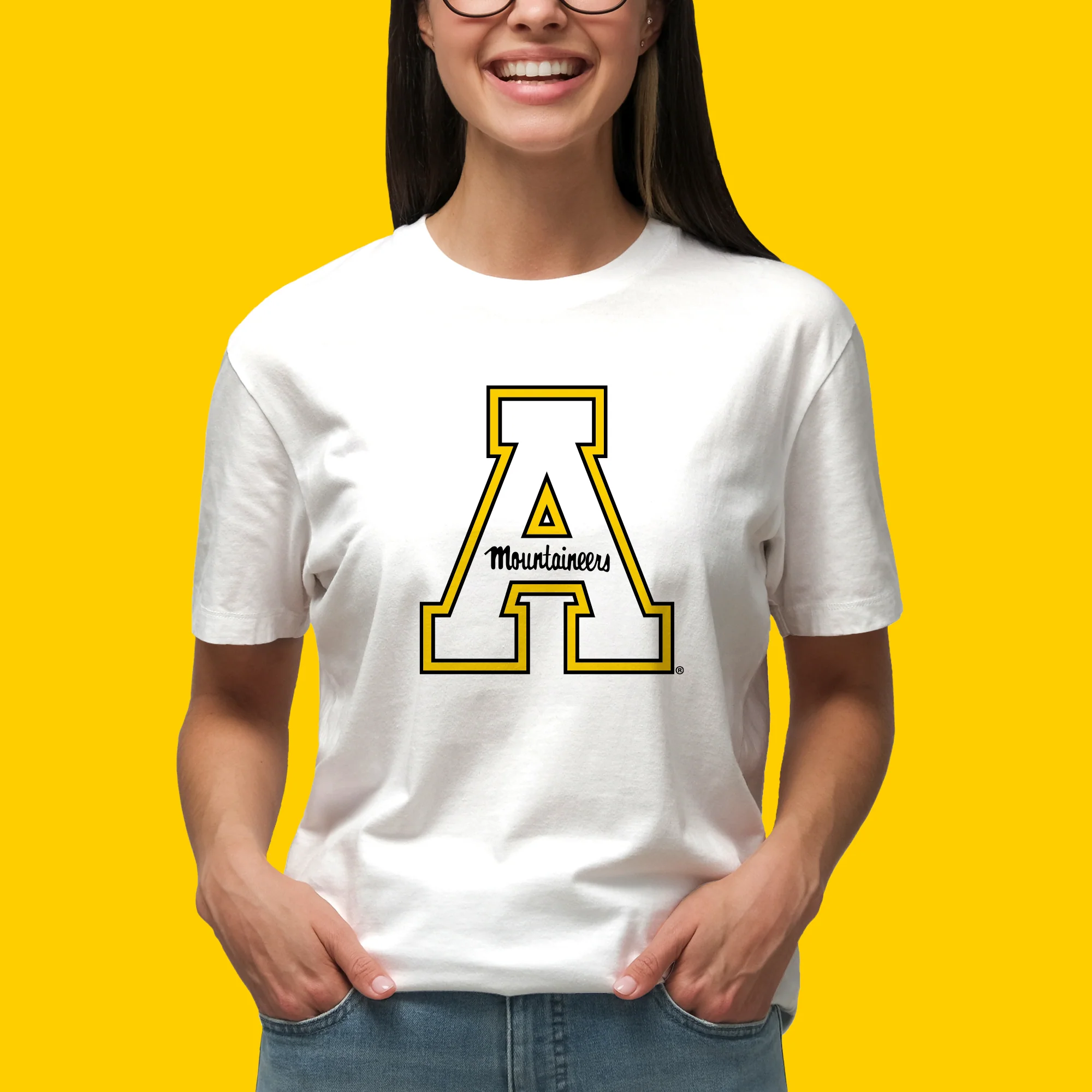 Appalachian State University Mountaineers Primary Logo Cotton T-Shirt - White - Image 4