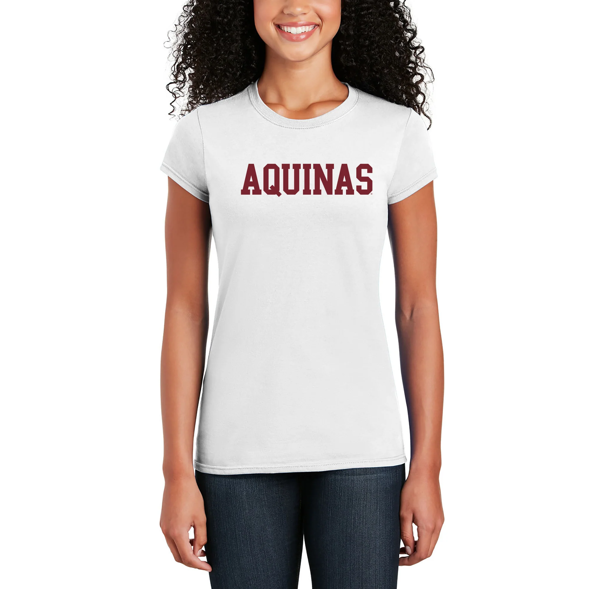 Aquinas Saints Basic Block Women's T Shirt - White - Image 3