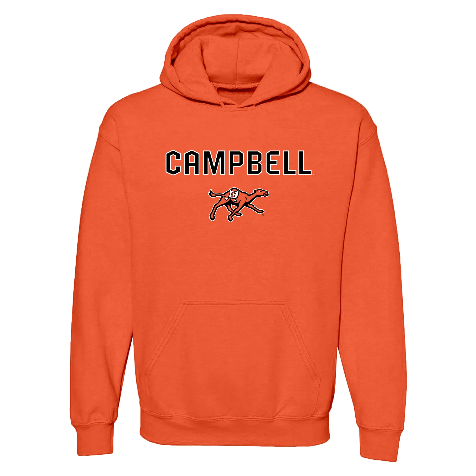Campbell University Fighting Camels Arch Logo Heavy Cotton Blend Hoodie - Orange