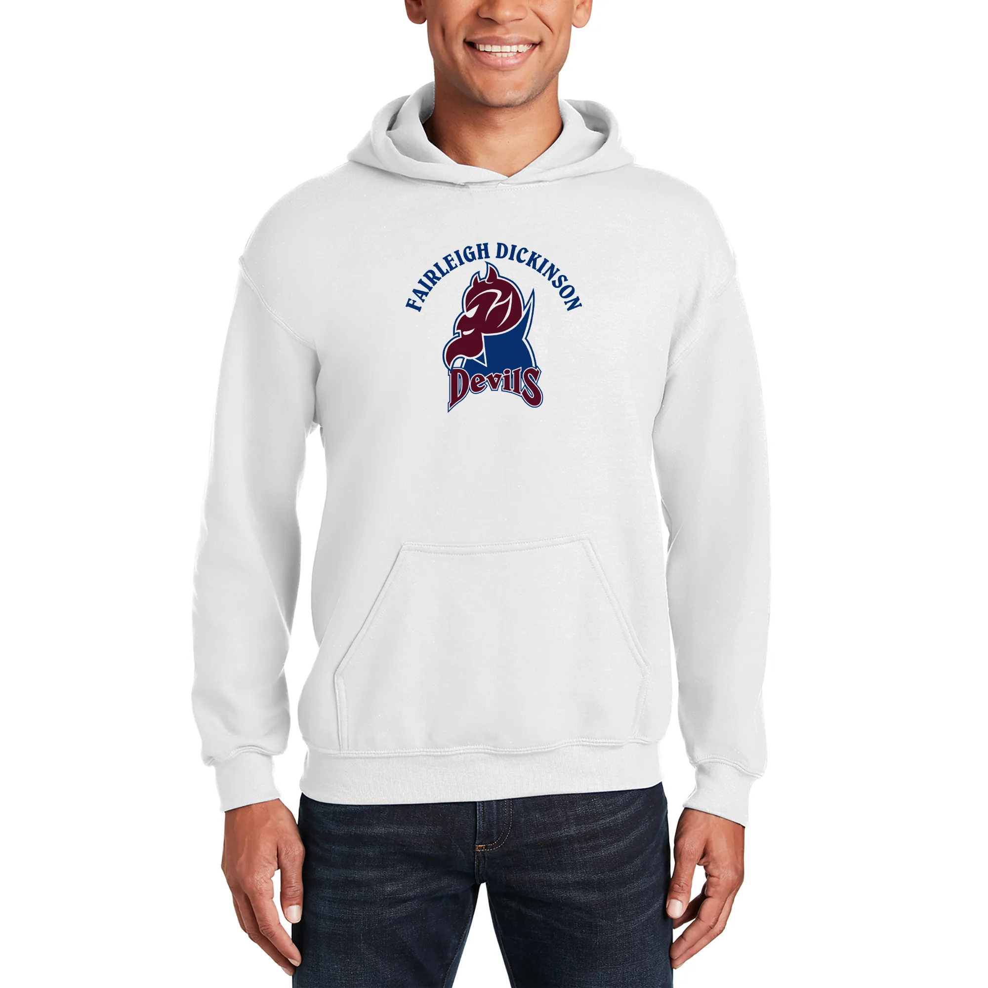 Fairleigh Dickinson University Devils Arch Logo Heavy Blend Hoodie - White - Image 3