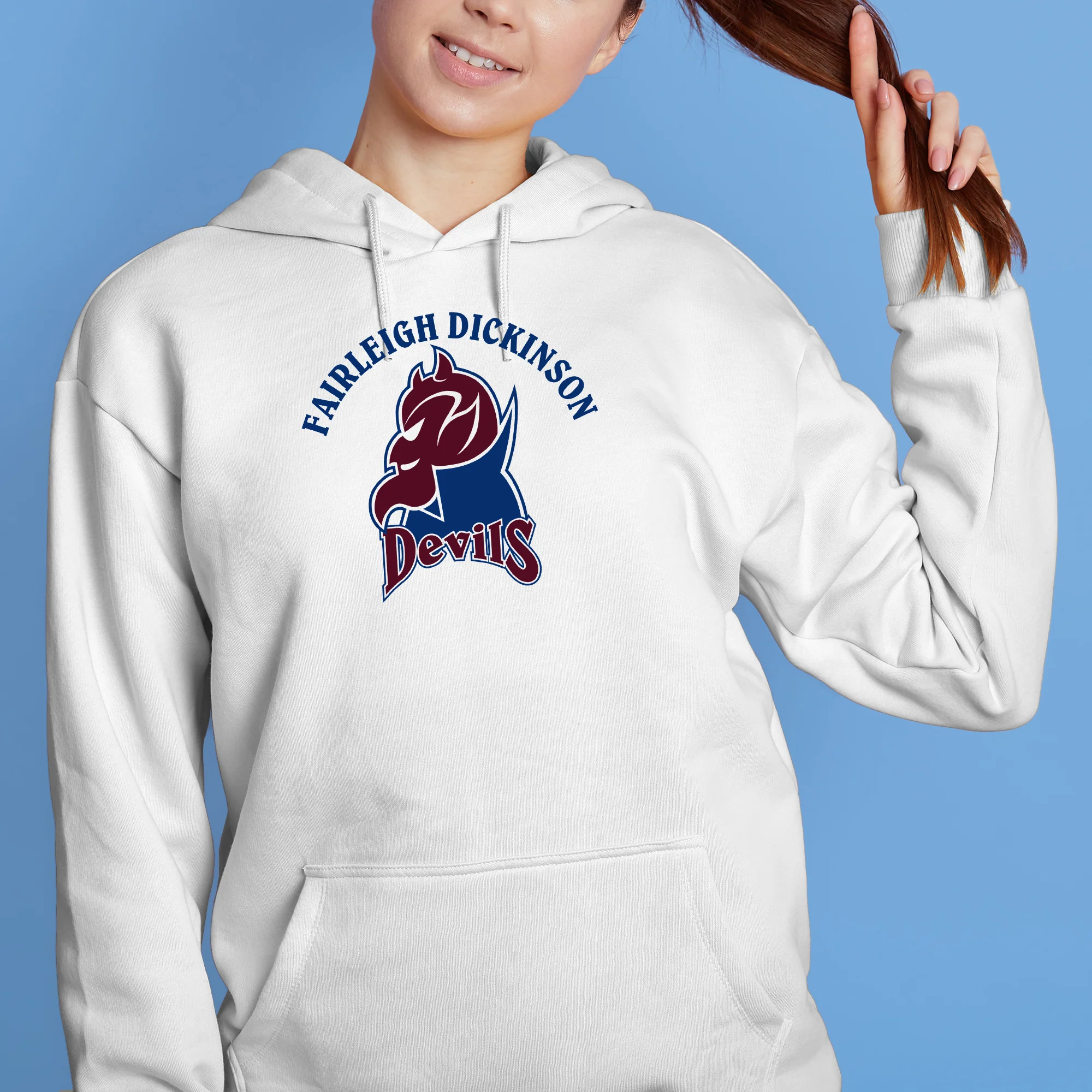 Fairleigh Dickinson University Devils Arch Logo Heavy Blend Hoodie - White - Image 4