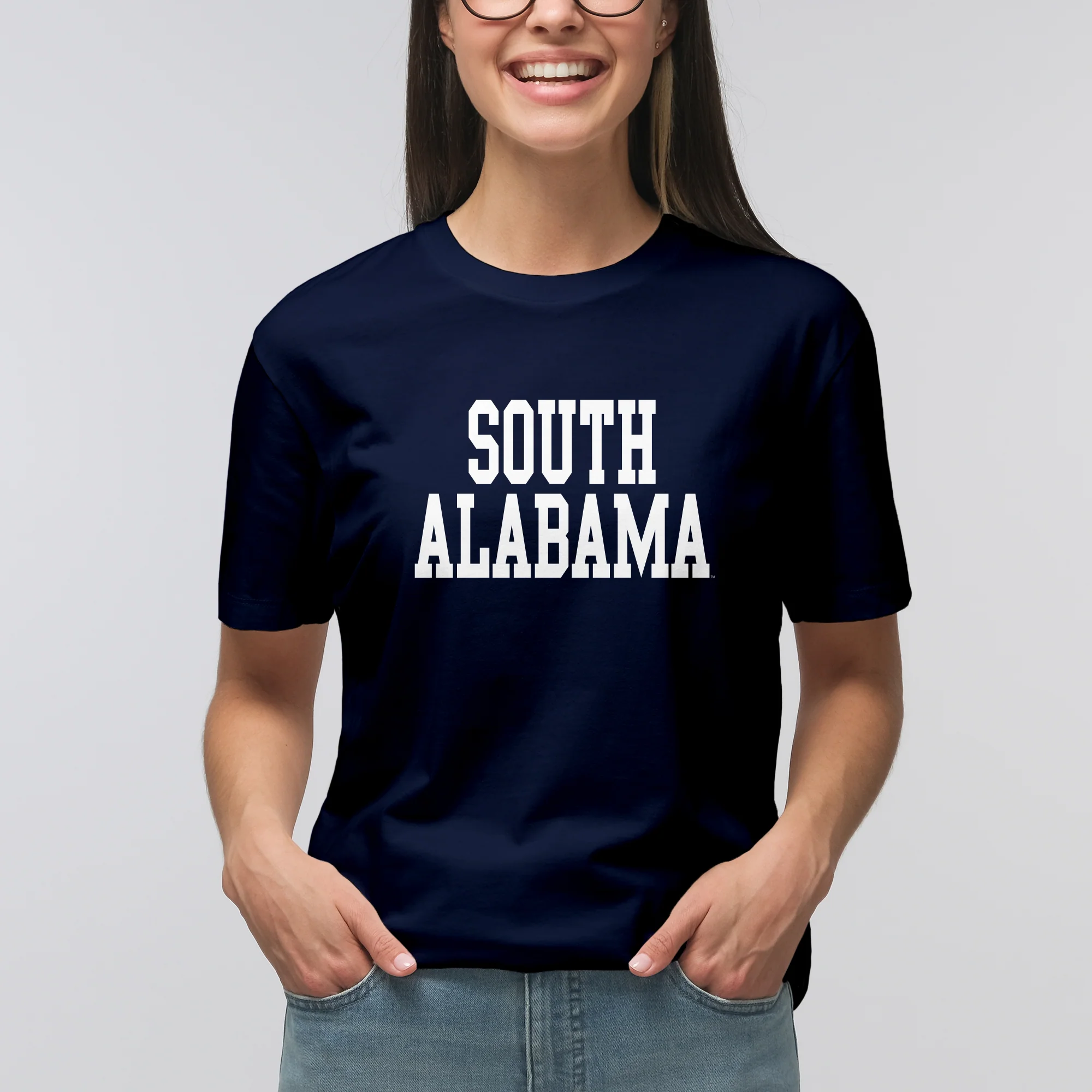 South Alabama Jaguars Basic Block T Shirt - Navy - Image 4