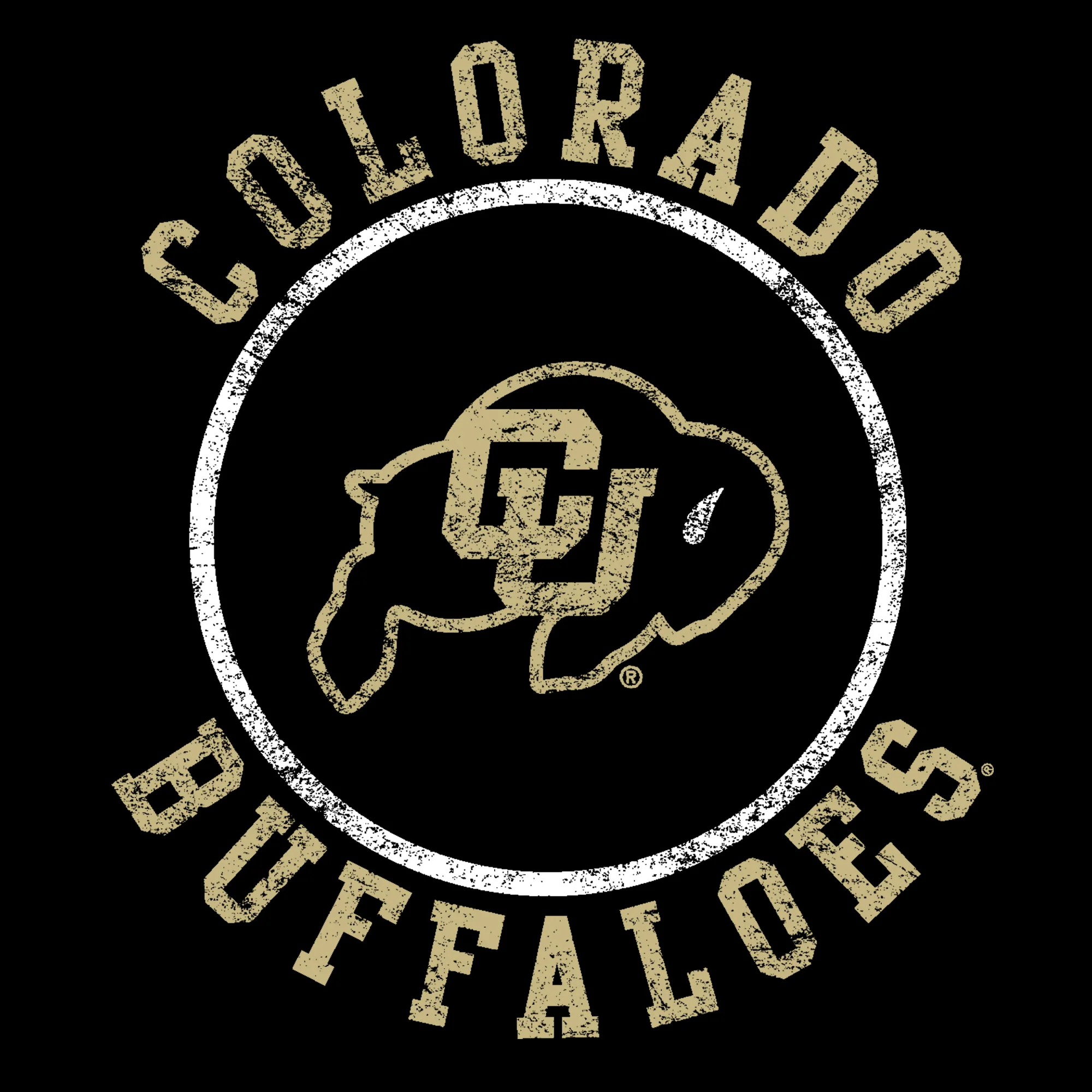University of Colorado Buffaloes Distressed Circle Logo T Shirt - Black - Image 2