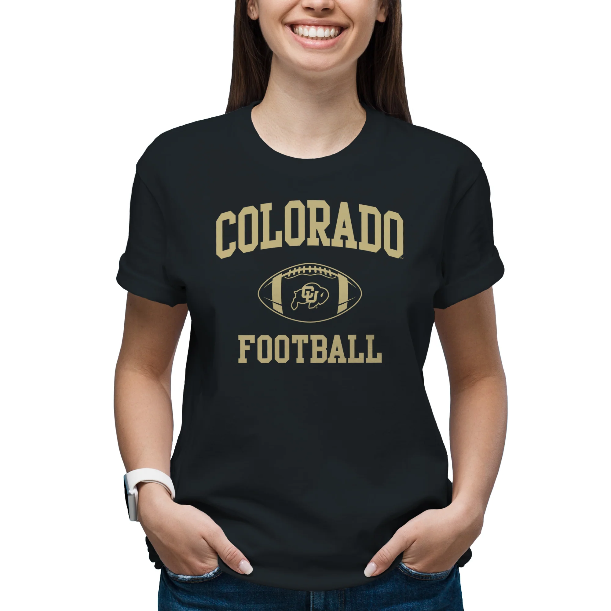 University of Colorado Buffaloes Classic Football Arch T Shirt - Black - Image 5