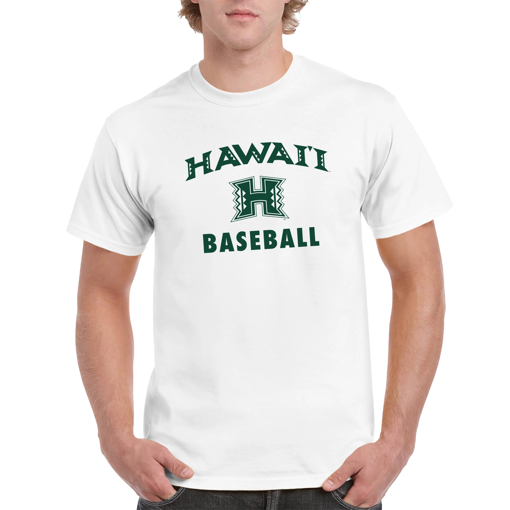 Hawaii Rainbow Warriors Arch Logo Baseball T Shirt - White - Image 3