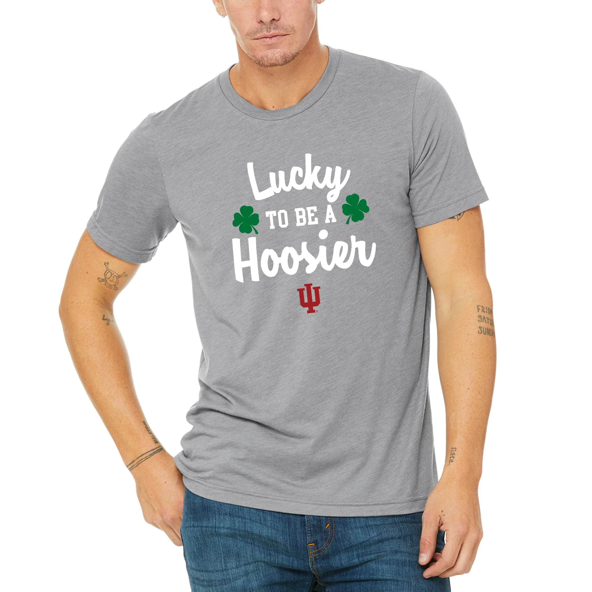 Indiana Hoosiers Lucky to be a Hoosier Triblend T Shirt - Athletic Grey - Image 3