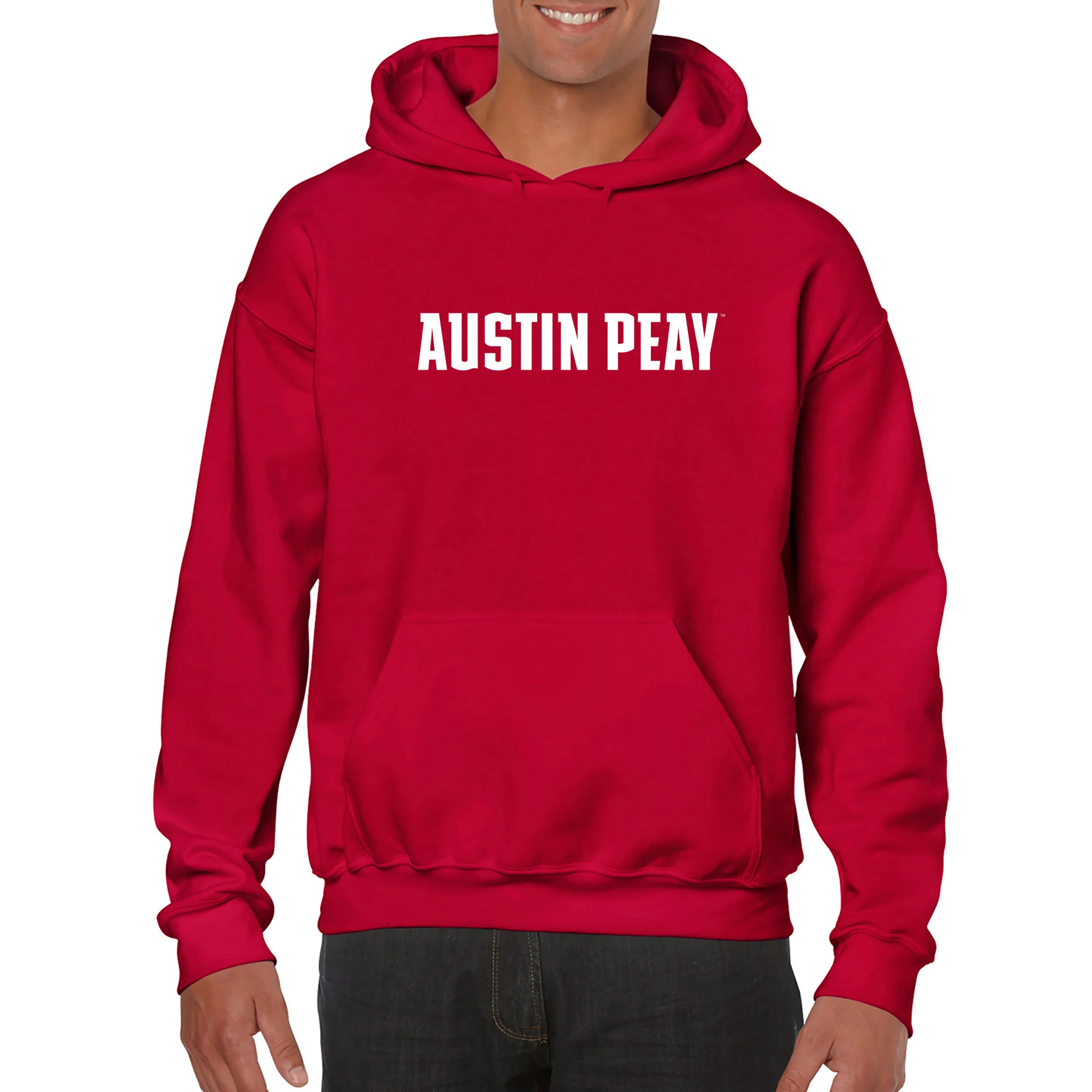 Austin Peay State University Governors Basic Block Cotton Hoodie - Red - Image 3