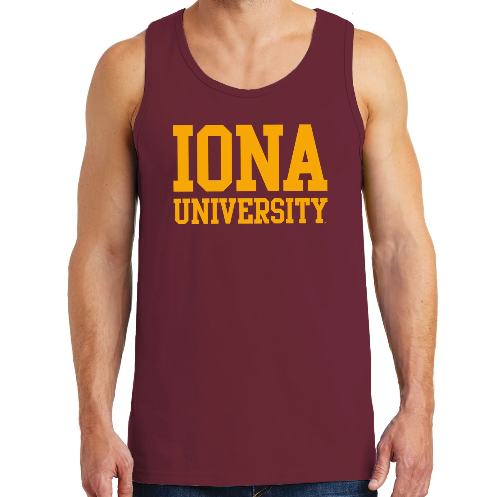 Iona University Gaels Basic Block Heavy Cotton Tank Top - Maroon - Image 3