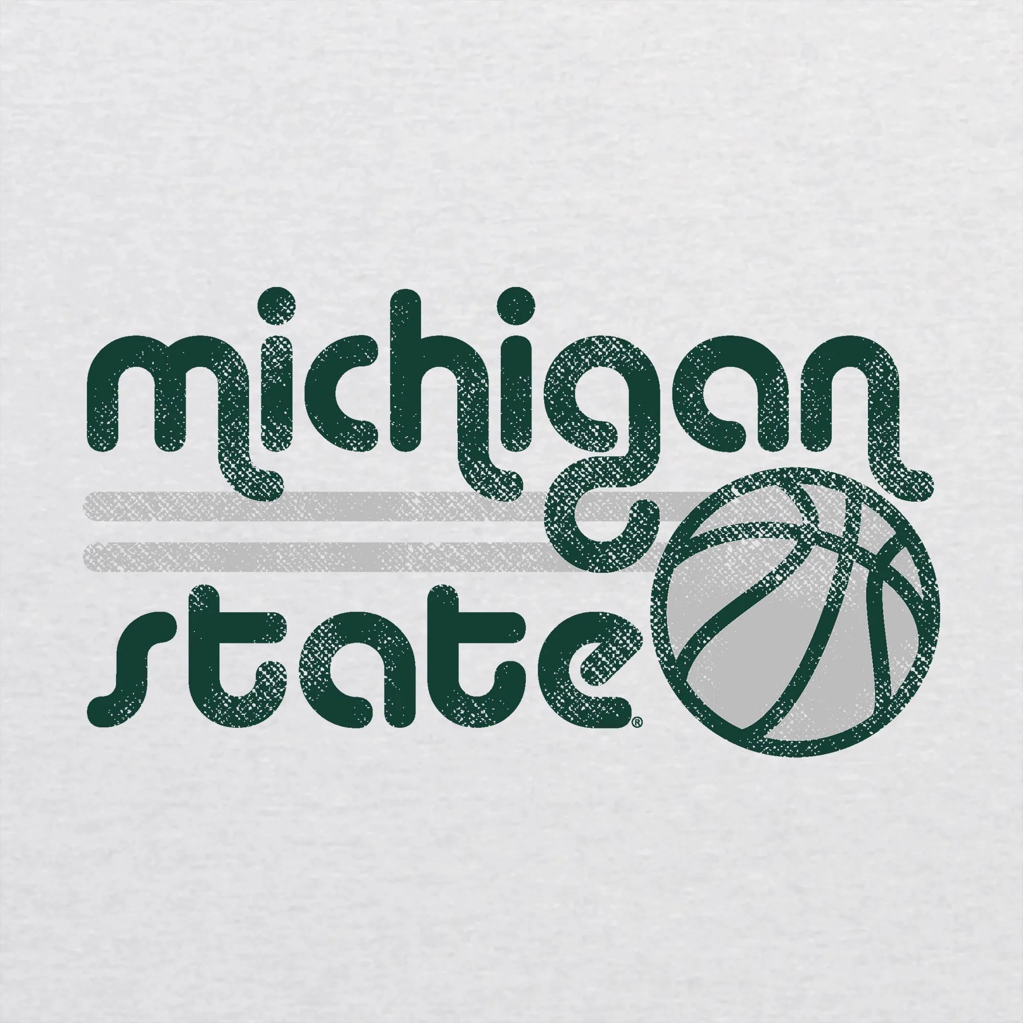 Michigan State University Spartans Basketball Bubble Raglan T Shirt - Heather White/Premium Heather - Image 2