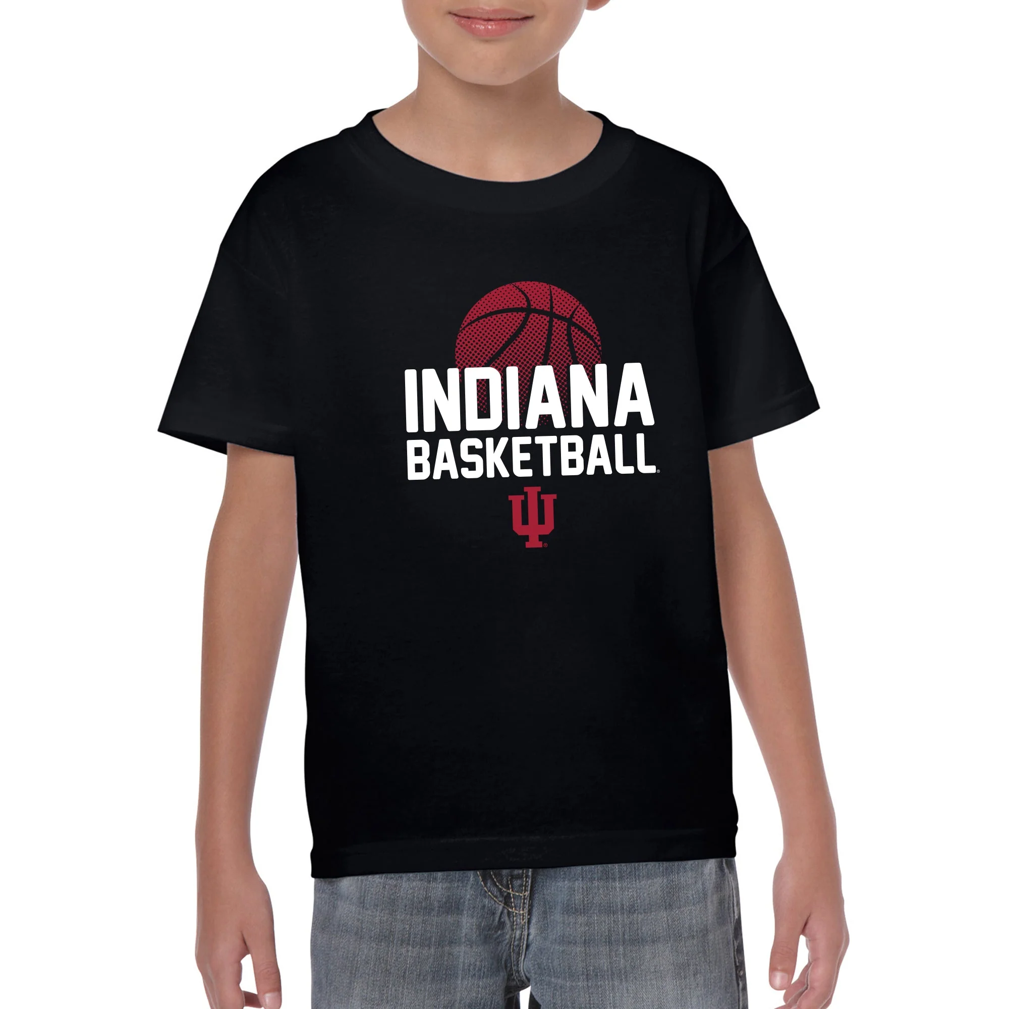 Indiana University Hoosiers Basketball Flux Basic Cotton Youth Short Sleeve T Shirt - Black - Image 3