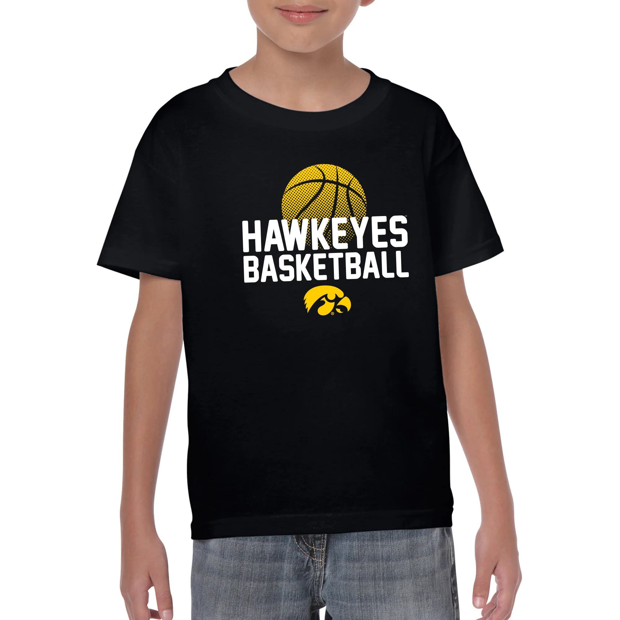 University of Iowa Basketball Flux Basic Cotton Youth Short Sleeve T Shirt - Black - Image 3
