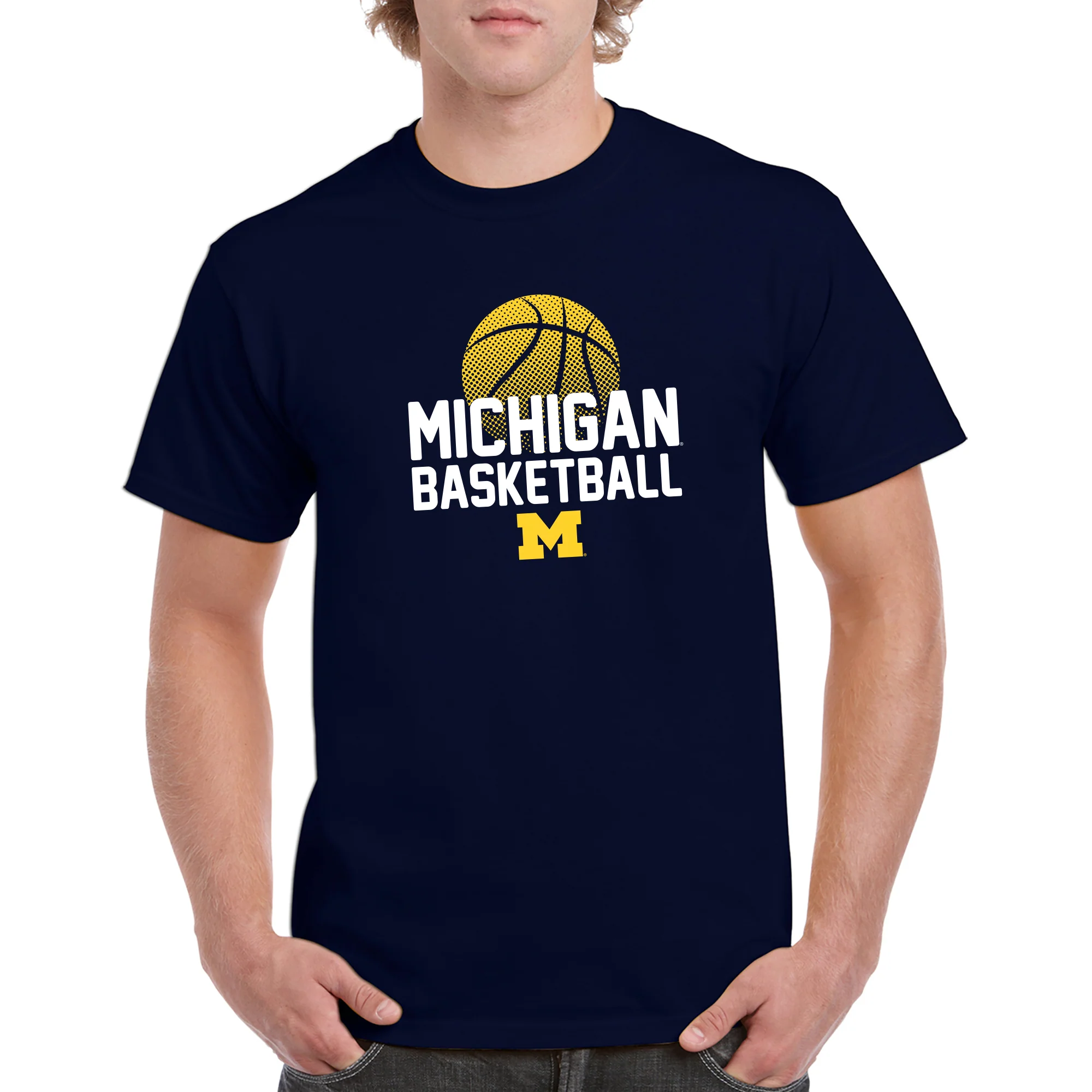 Basketball Flux Michigan Basic Cotton Short Sleeve T Shirt - Navy - Image 3