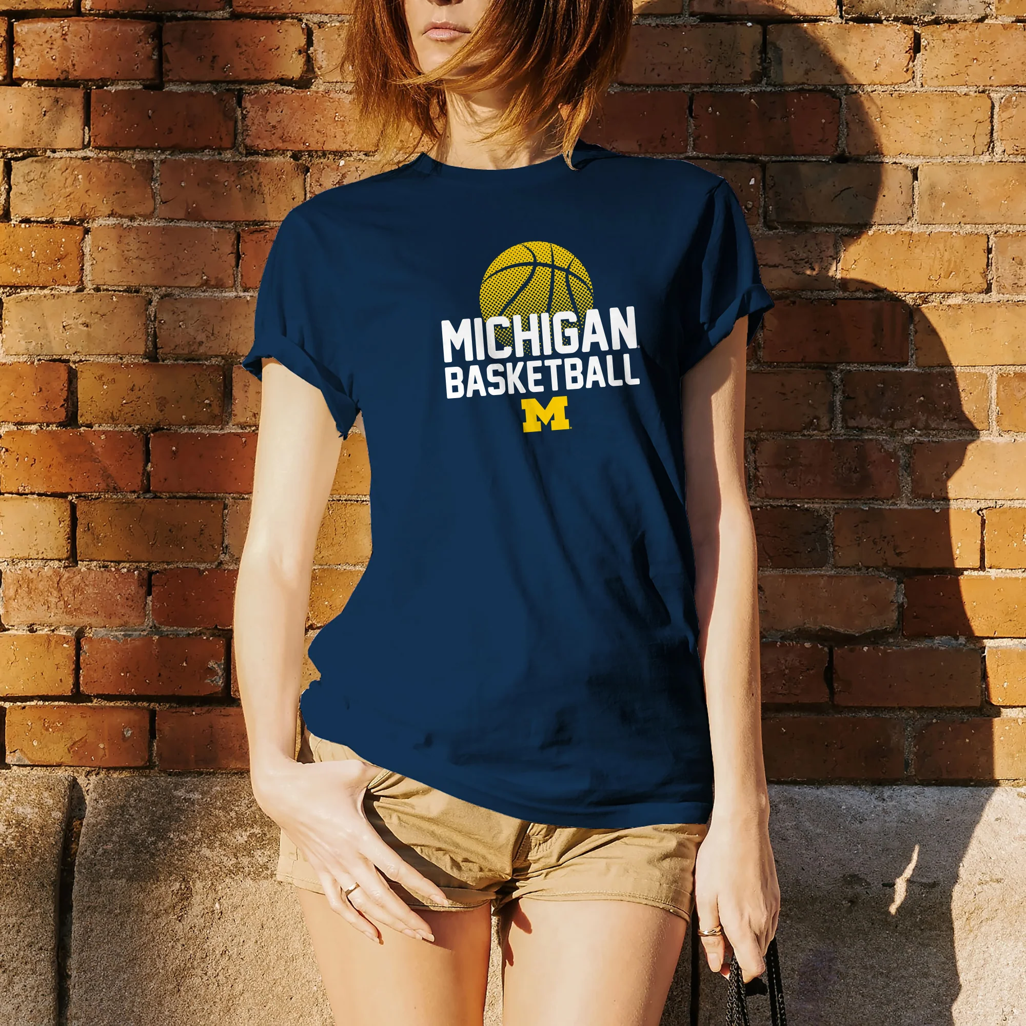 Basketball Flux Michigan Basic Cotton Short Sleeve T Shirt - Navy - Image 4