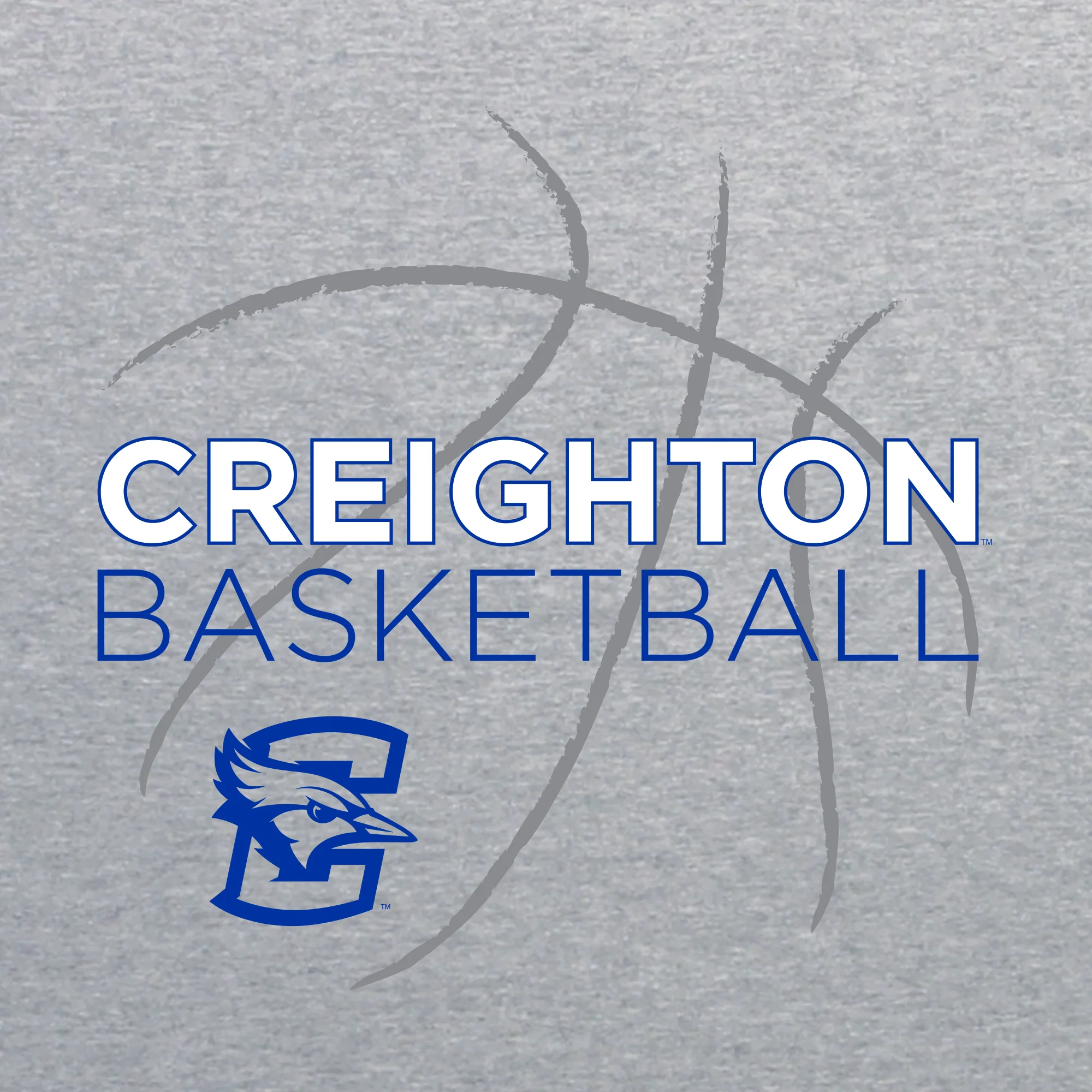 Creighton University Bluejays Basketball Sketch Basic Cotton Short Sleeve T Shirt - Sport Grey - Image 2