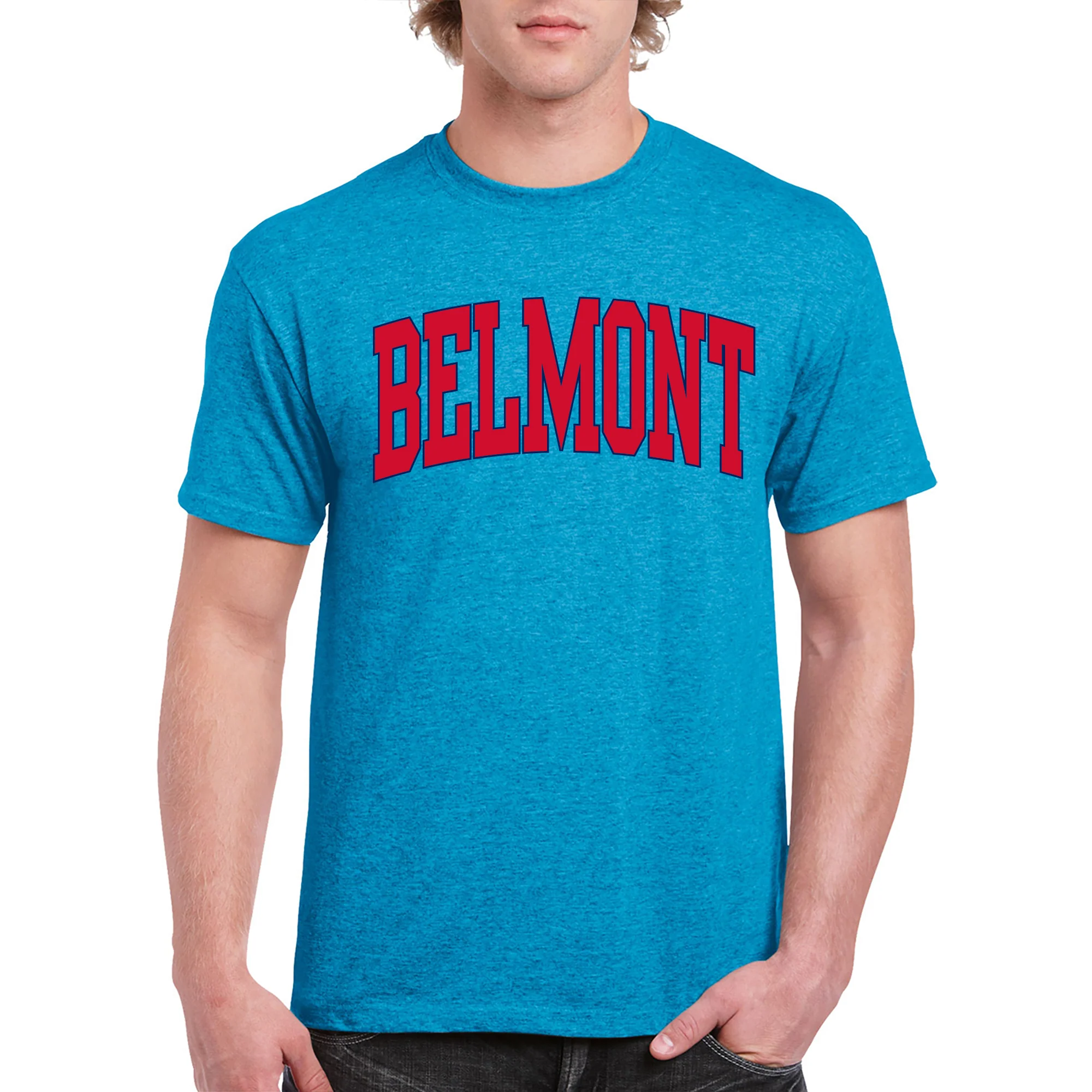 Belmont Bruins Mega Arch T-Shirt - Heather Sapphire - Image 3