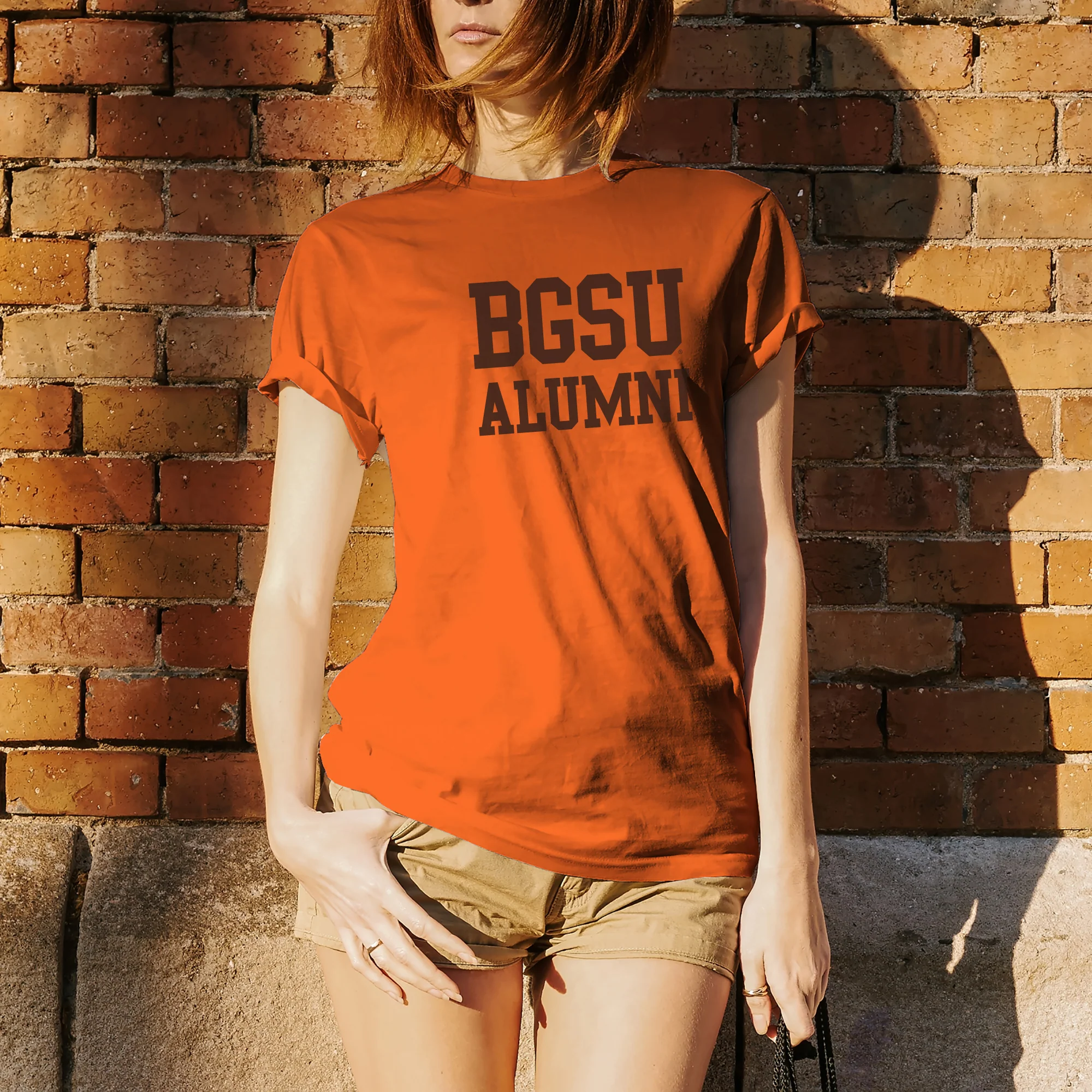 Bowling Green State University Falcons Alumni Basic Block Short Sleeve T Shirt - Orange - Image 5