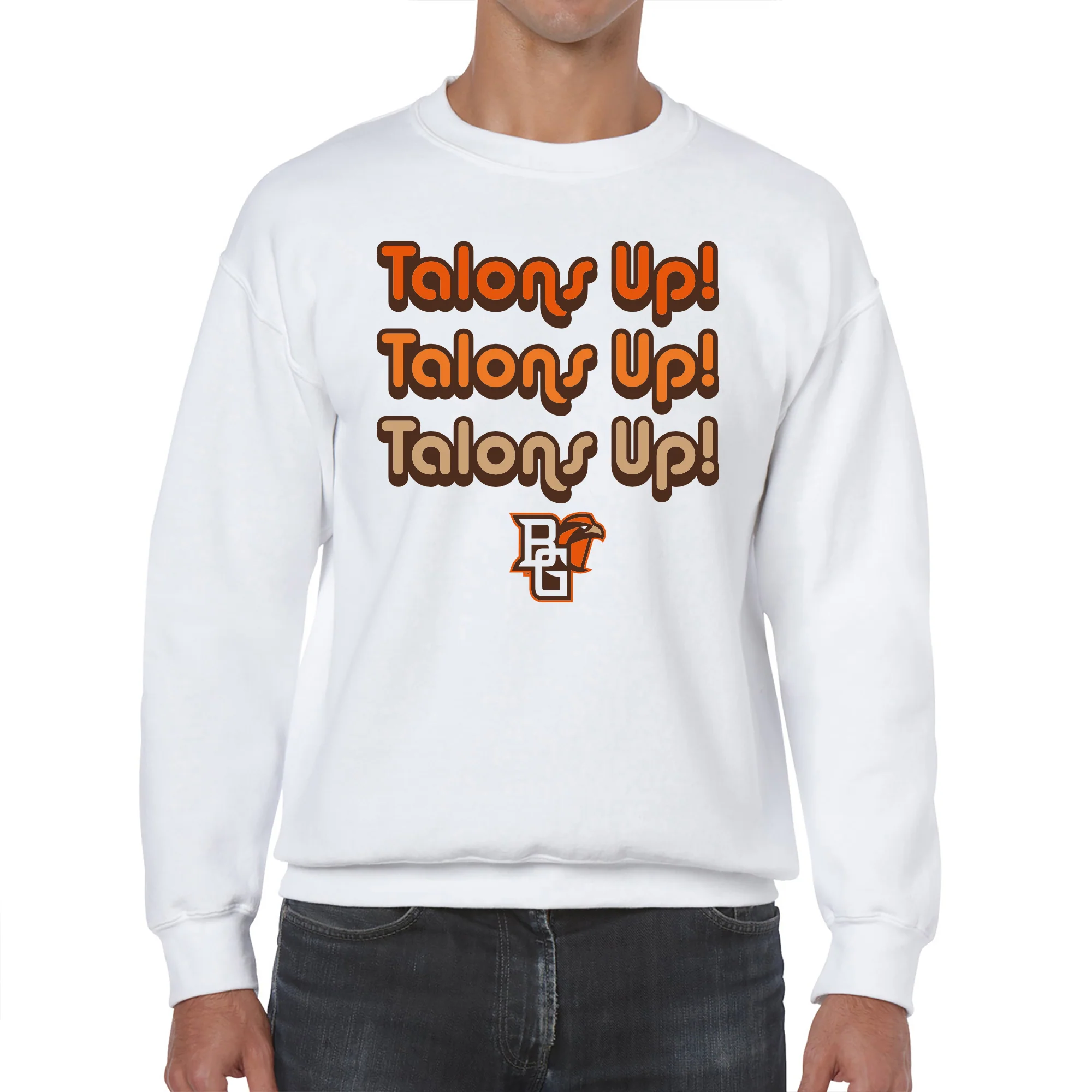 BGSU Talons Up Repeat Crewneck Sweatshirt - White - Image 3