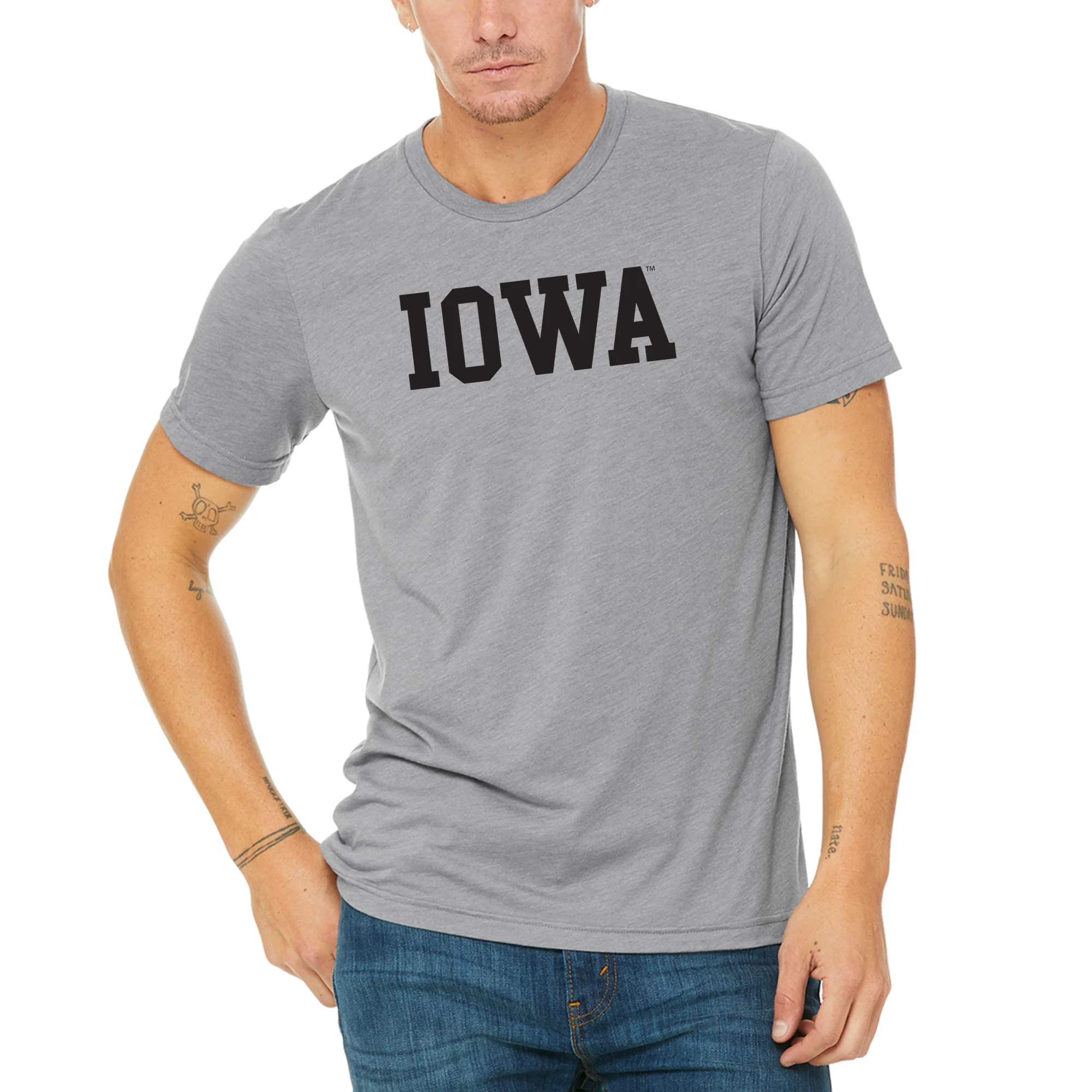 Iowa Hawkeyes Basic Block Triblend T-Shirt - Grey Triblend - Image 3