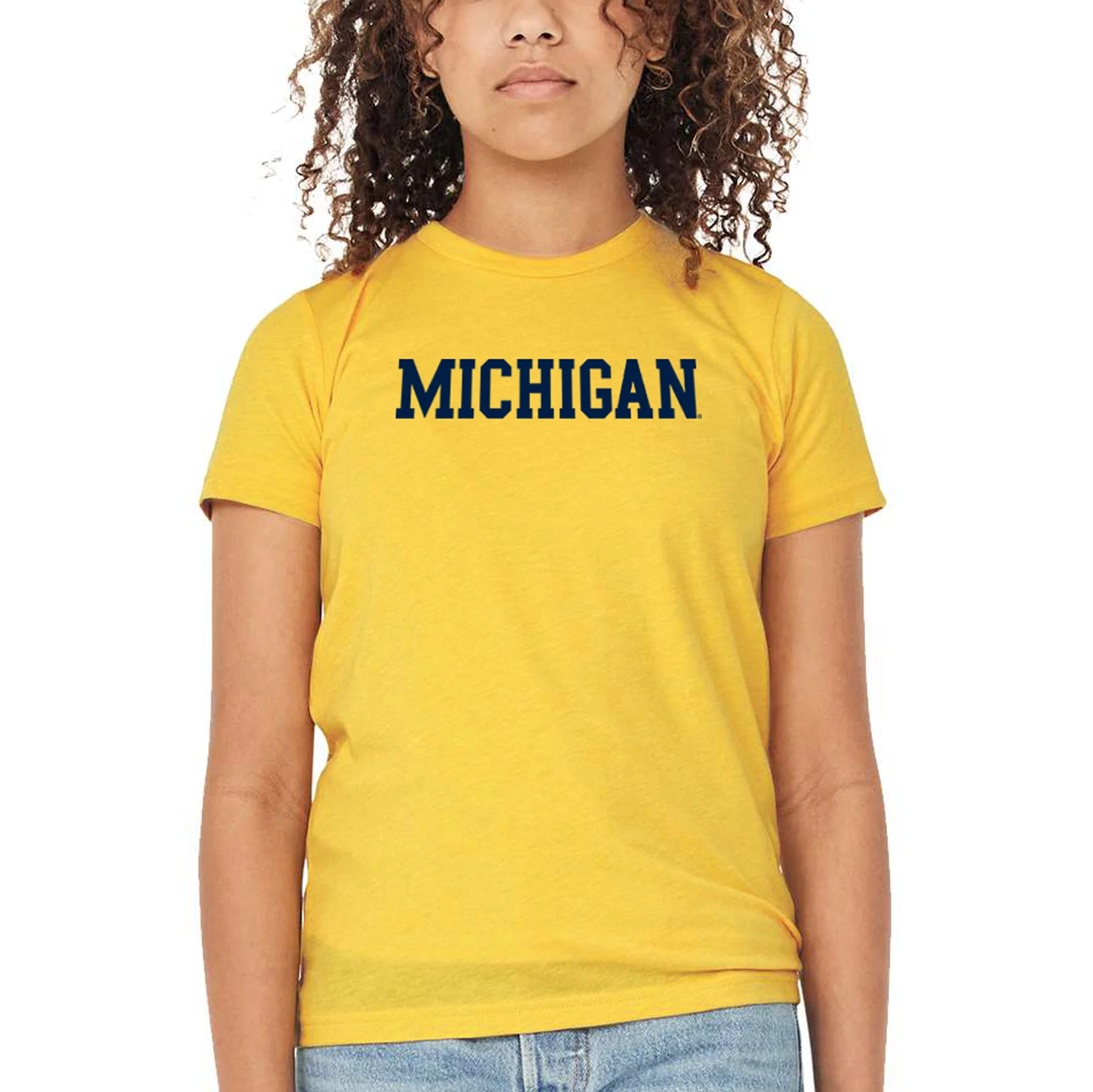Block Michigan Youth Triblend T-Shirt - Yellow Gold - Image 3