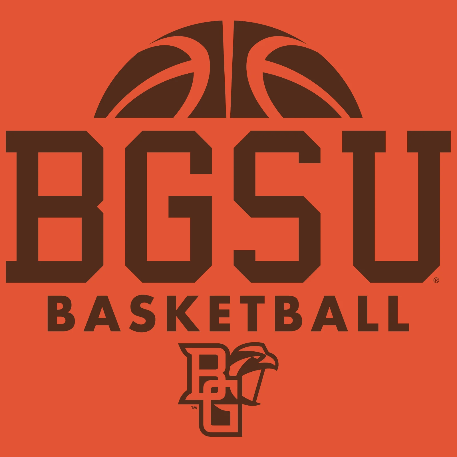 Bowling Green State University Falcons Basketball Hype Basic Cotton Short Sleeve T Shirt - Orange - Image 2