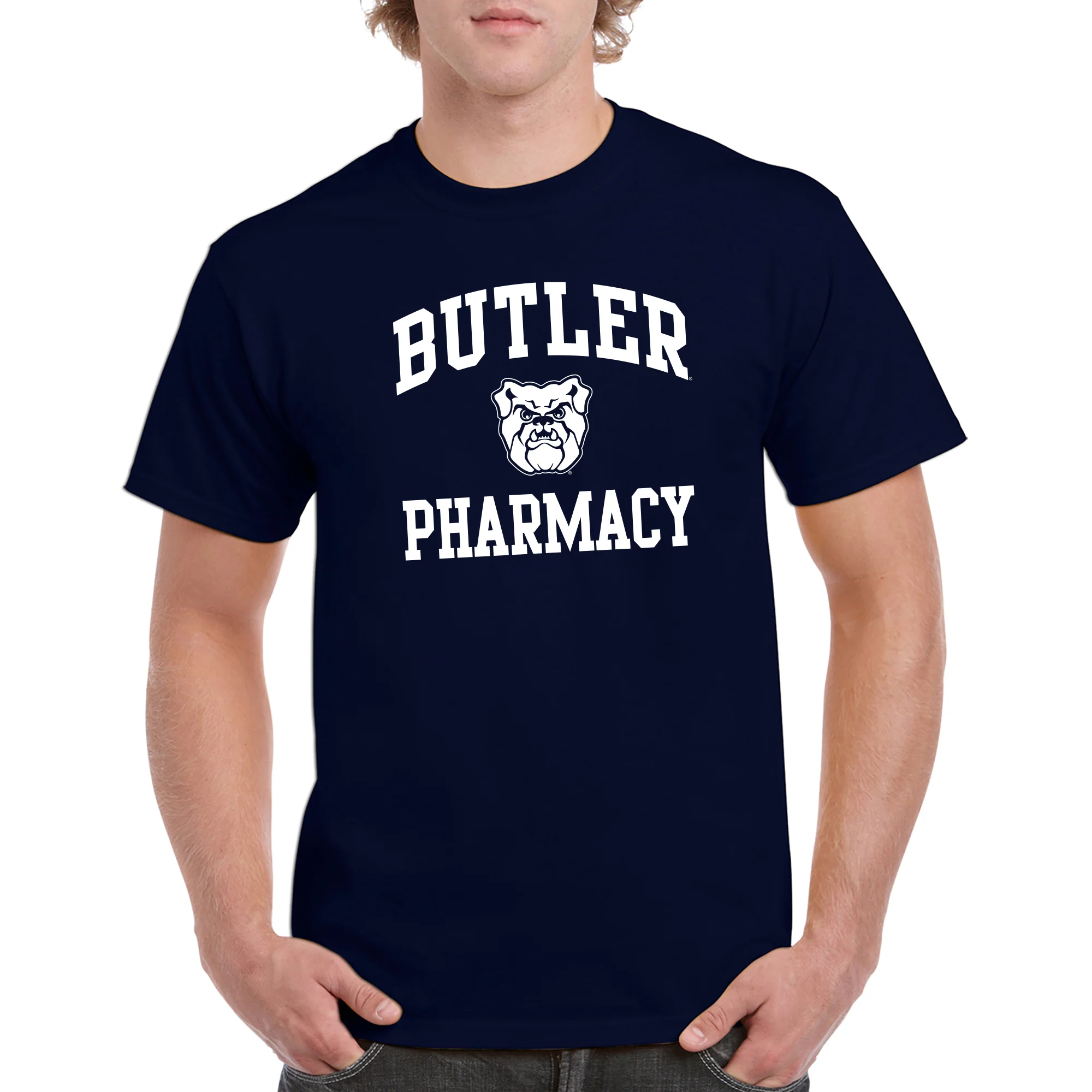 Butler University Bulldogs Arch Logo Pharmacy Short Sleeve T Shirt - Navy - Image 4