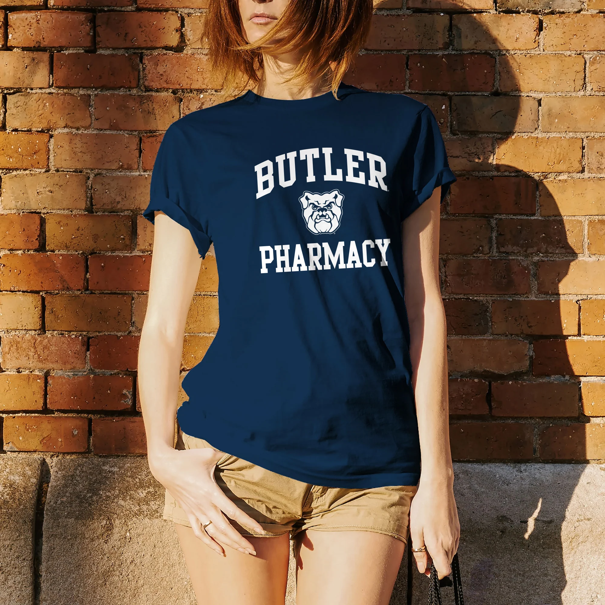 Butler University Bulldogs Arch Logo Pharmacy Short Sleeve T Shirt - Navy - Image 5