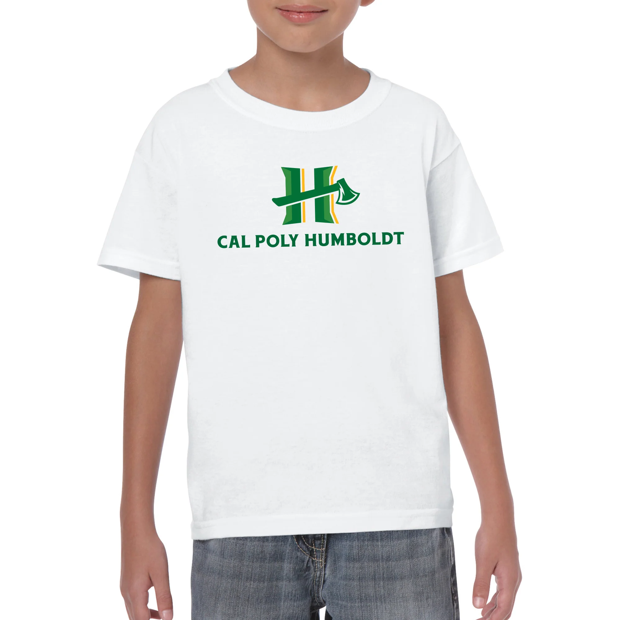 Cal Poly Humboldt Lumberjacks Primary Logo Youth T Shirt - White - Image 3