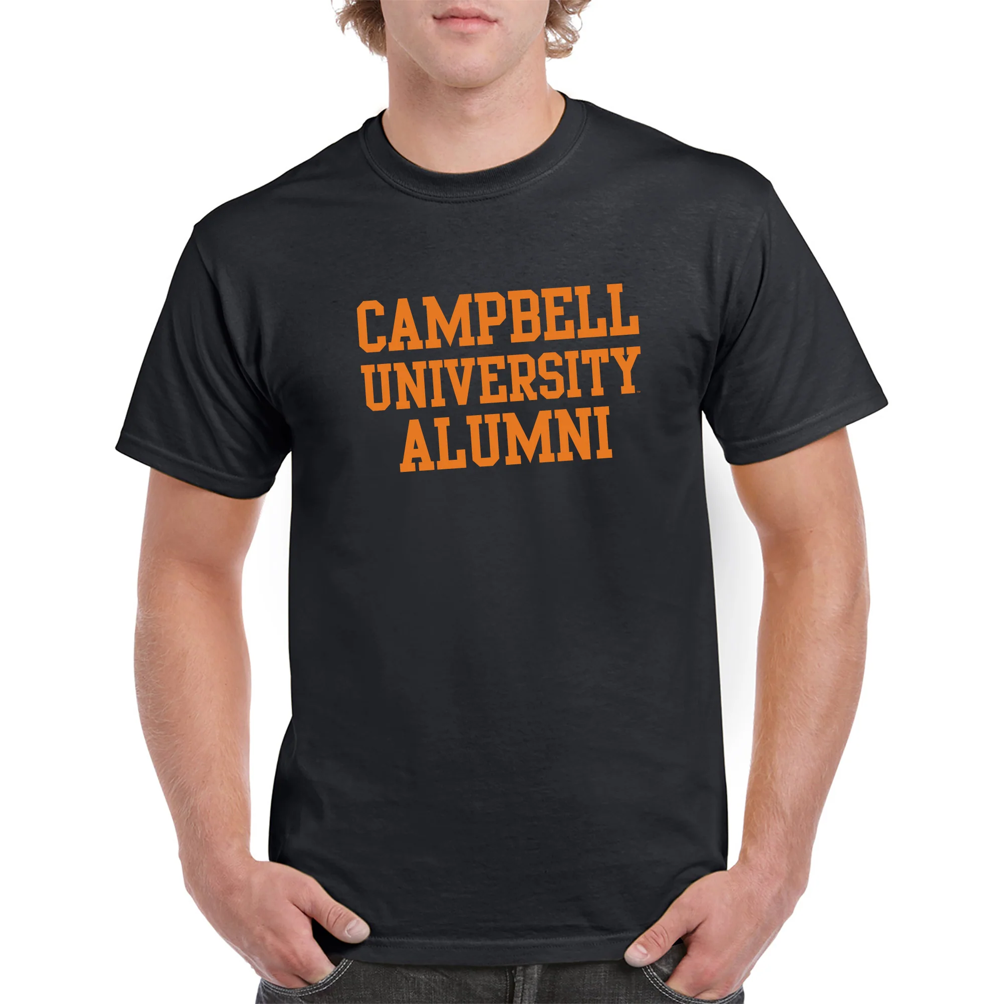 Campbell University Fighting Camels Basic Block Alumni Cotton Short Sleeve T-Shirt - Black - Image 3