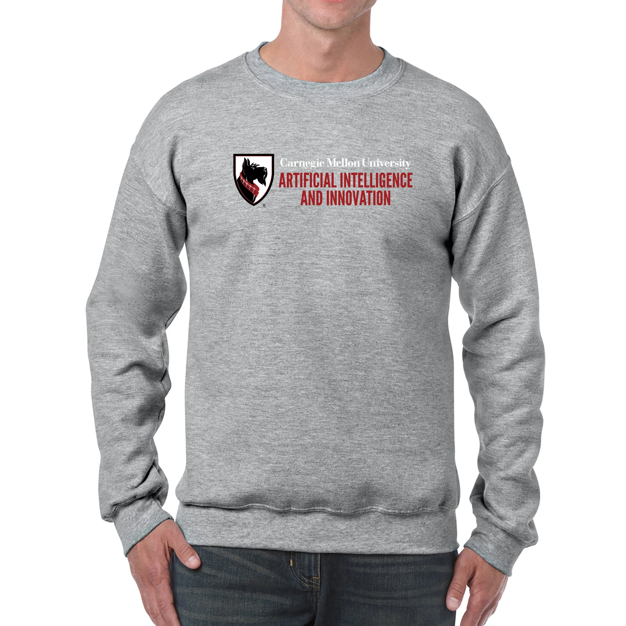 Carnegie Mellon University Tartans AI & Innovation Crewneck Sweatshirt - Sport Grey - Image 3