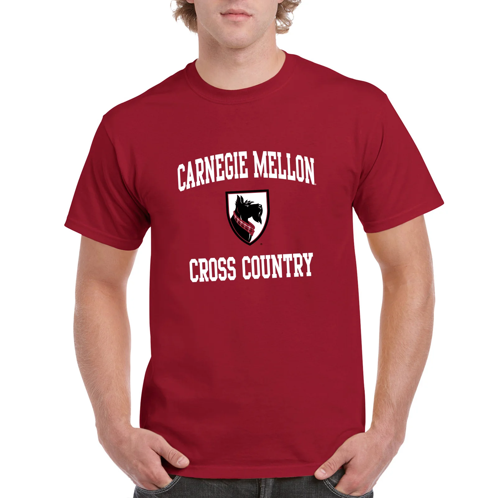 Carnegie Mellon University Tartans Arch Logo Cross Country Short Sleeve T Shirt - Cardinal - Image 3