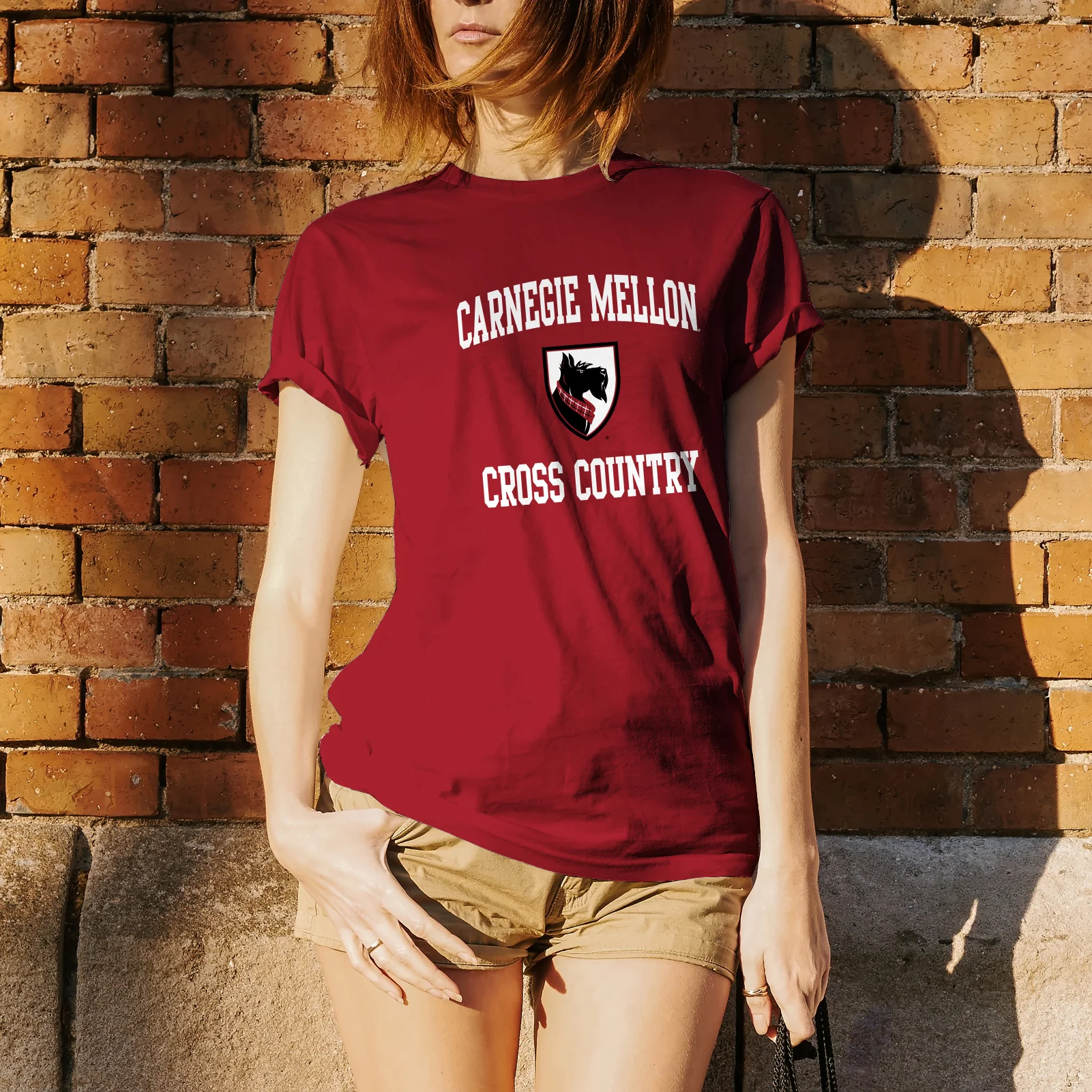 Carnegie Mellon University Tartans Arch Logo Cross Country Short Sleeve T Shirt - Cardinal - Image 4