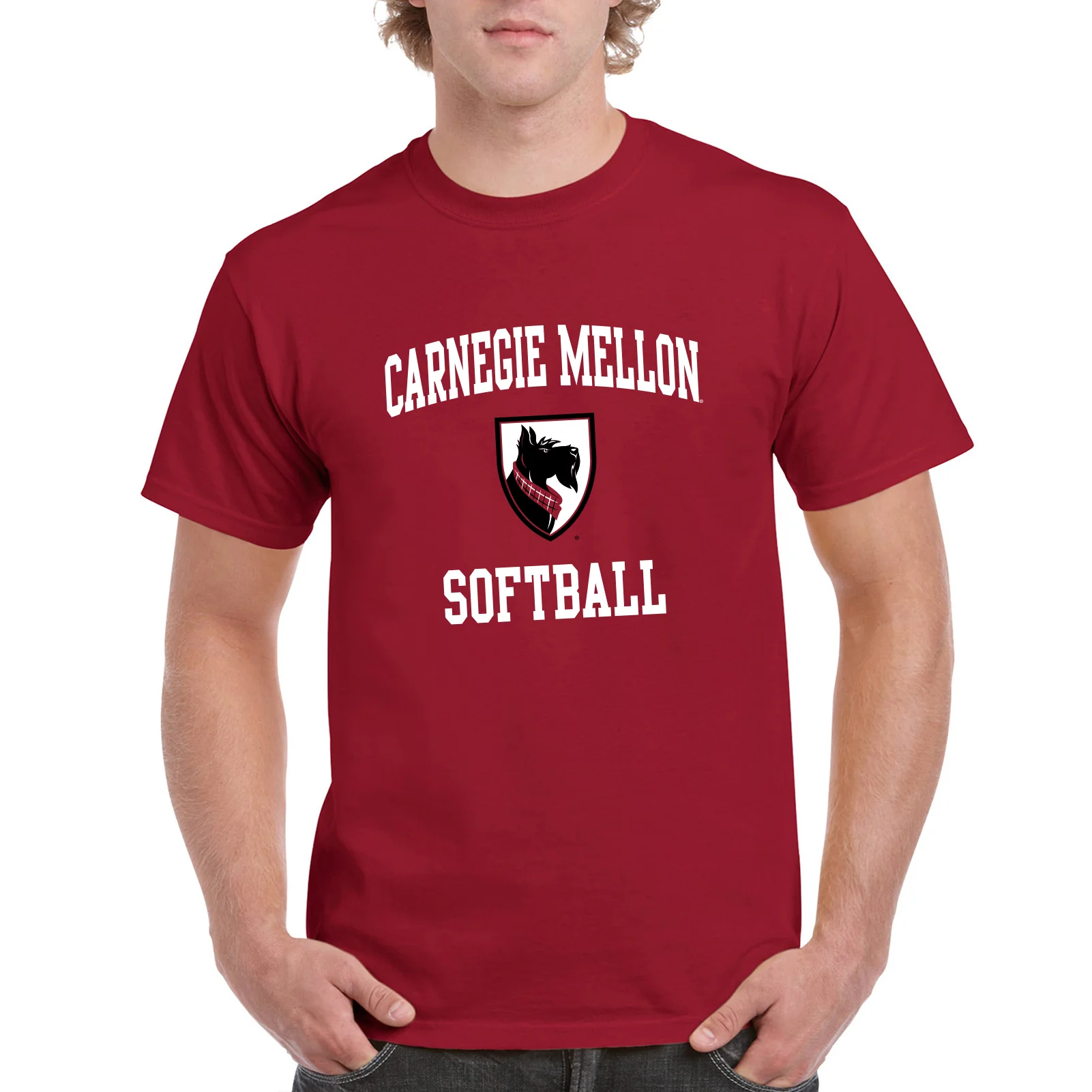 Carnegie Mellon University Tartans Arch Logo Softball Short Sleeve T Shirt - Cardinal - Image 3