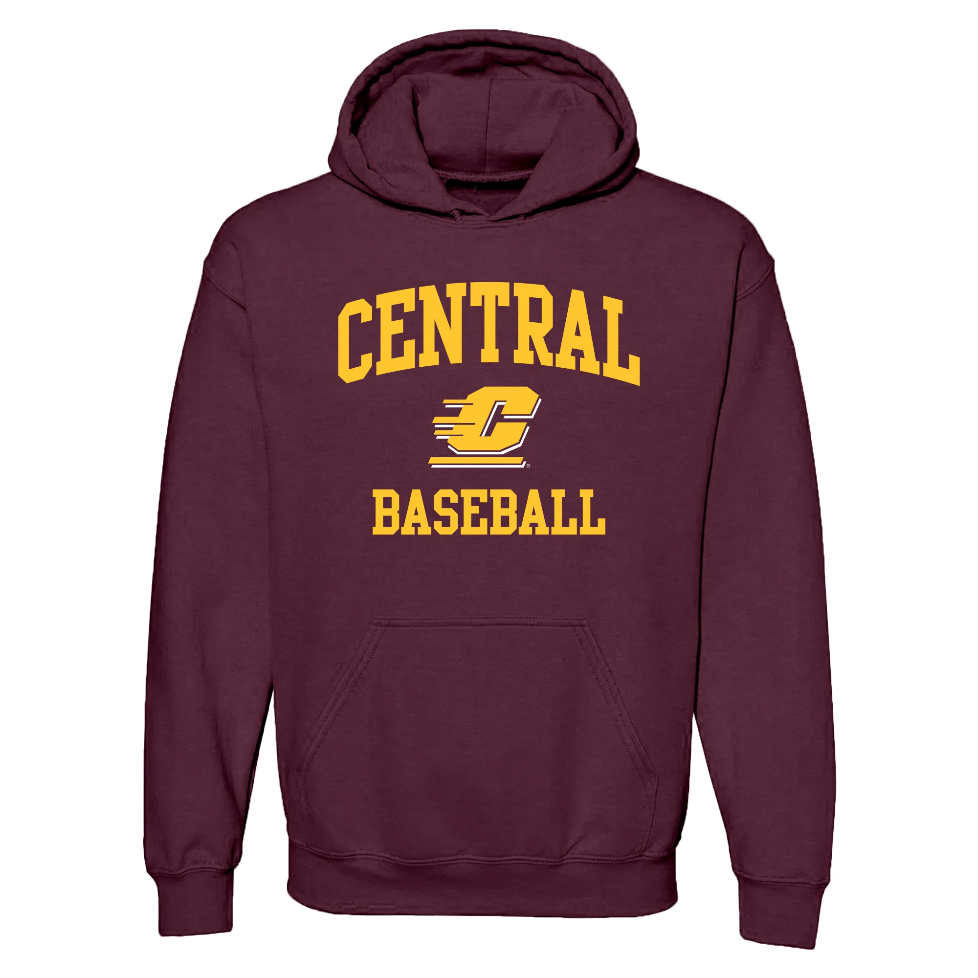 Central Michigan Arch Logo Baseball Hoodie - Maroon