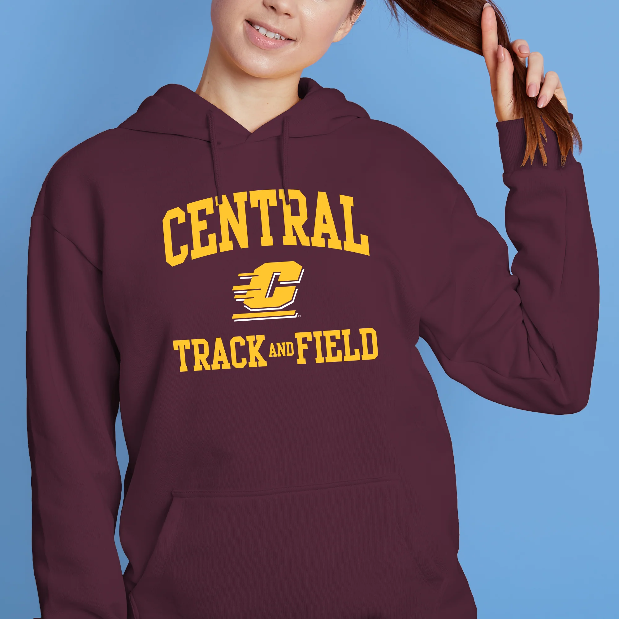Central Michigan Arch Logo Track & Field Hoodie - Maroon - Image 4
