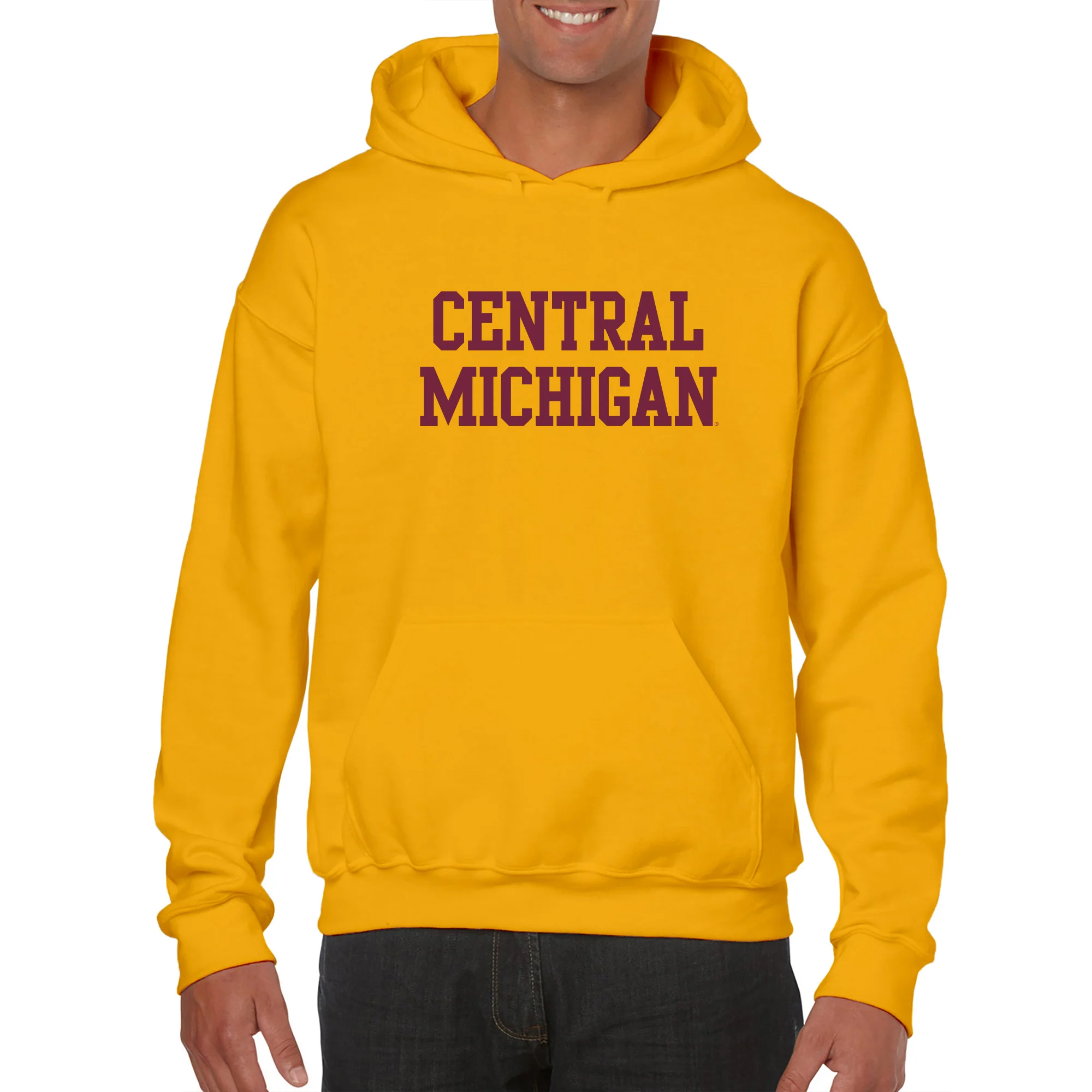 Central Michigan University Chippewas Basic Block Hoodie - Gold - Image 3