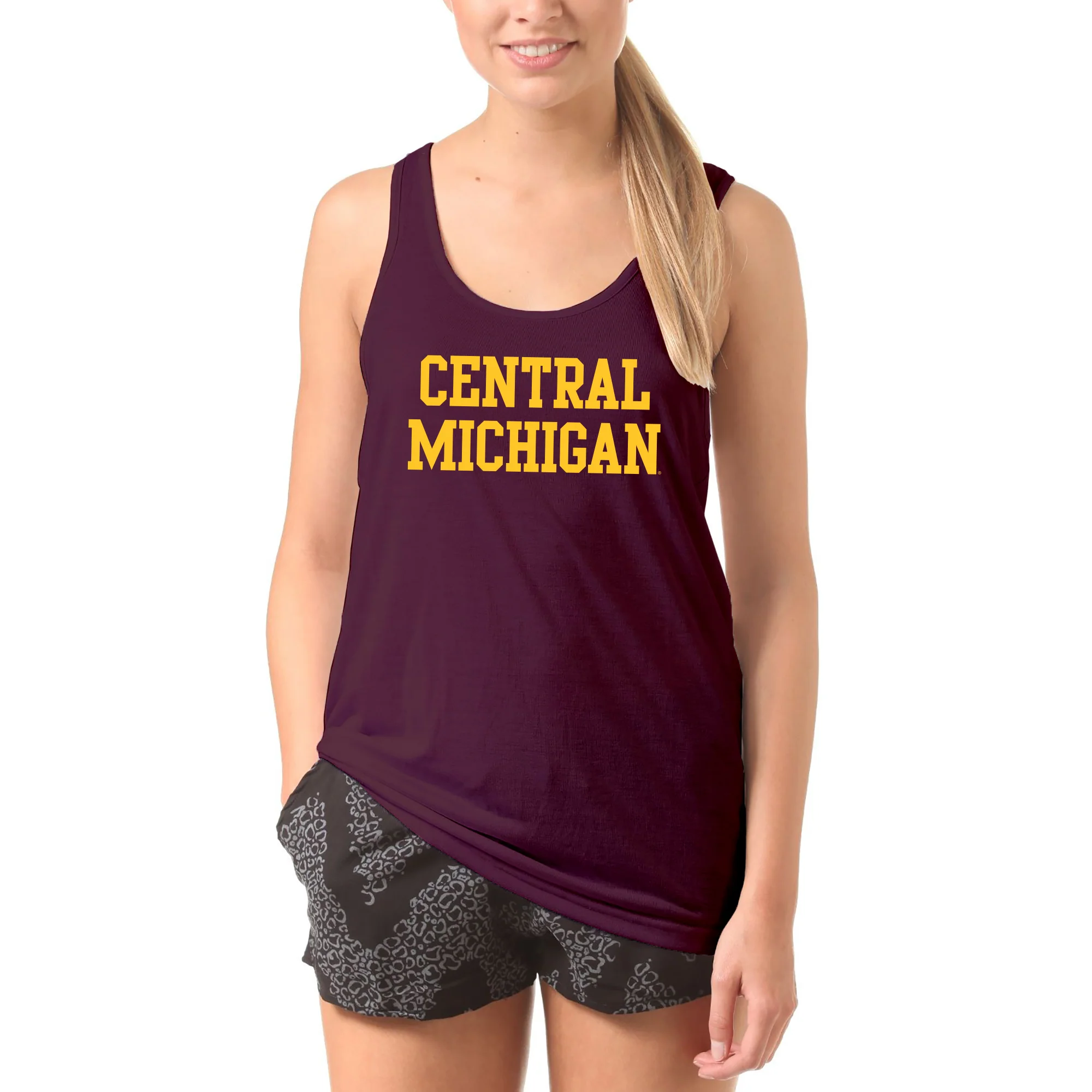Central Michigan University Chippewas Basic Block Tank Top - Maroon - Image 4