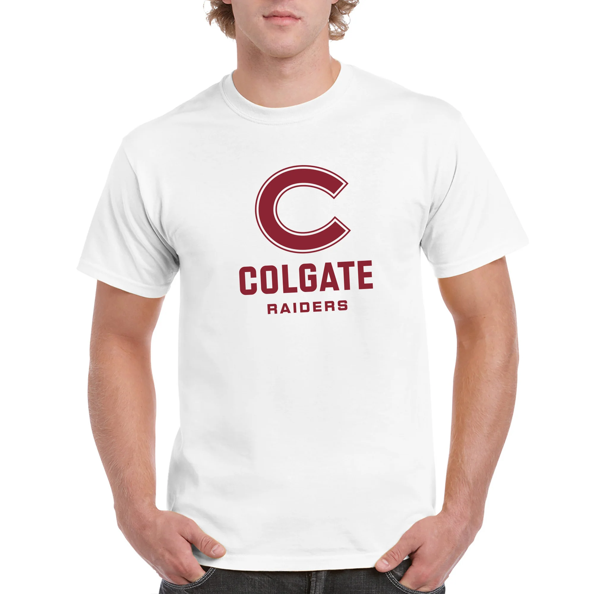 Colgate University Raiders Primary Logo Short Sleeve T Shirt - White - Image 3