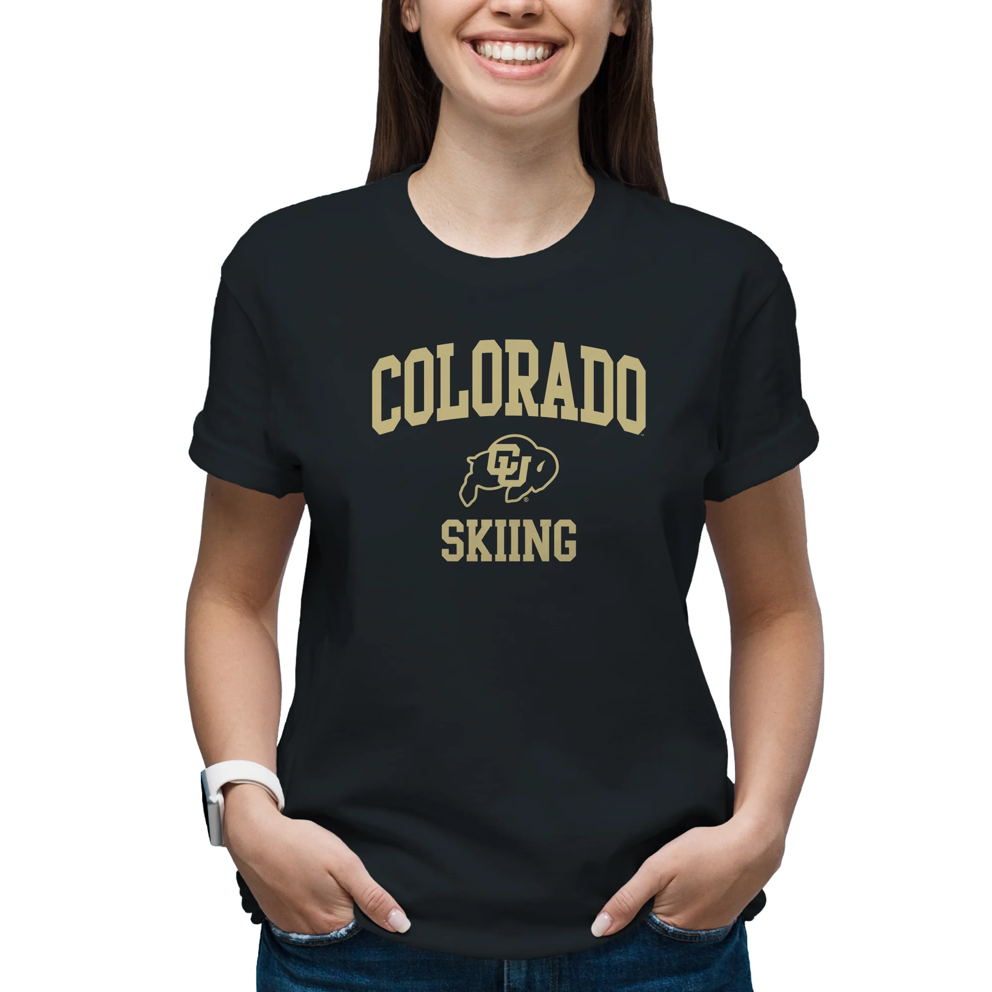 Colorado Arch Logo Skiing T-Shirt - Black - Image 4