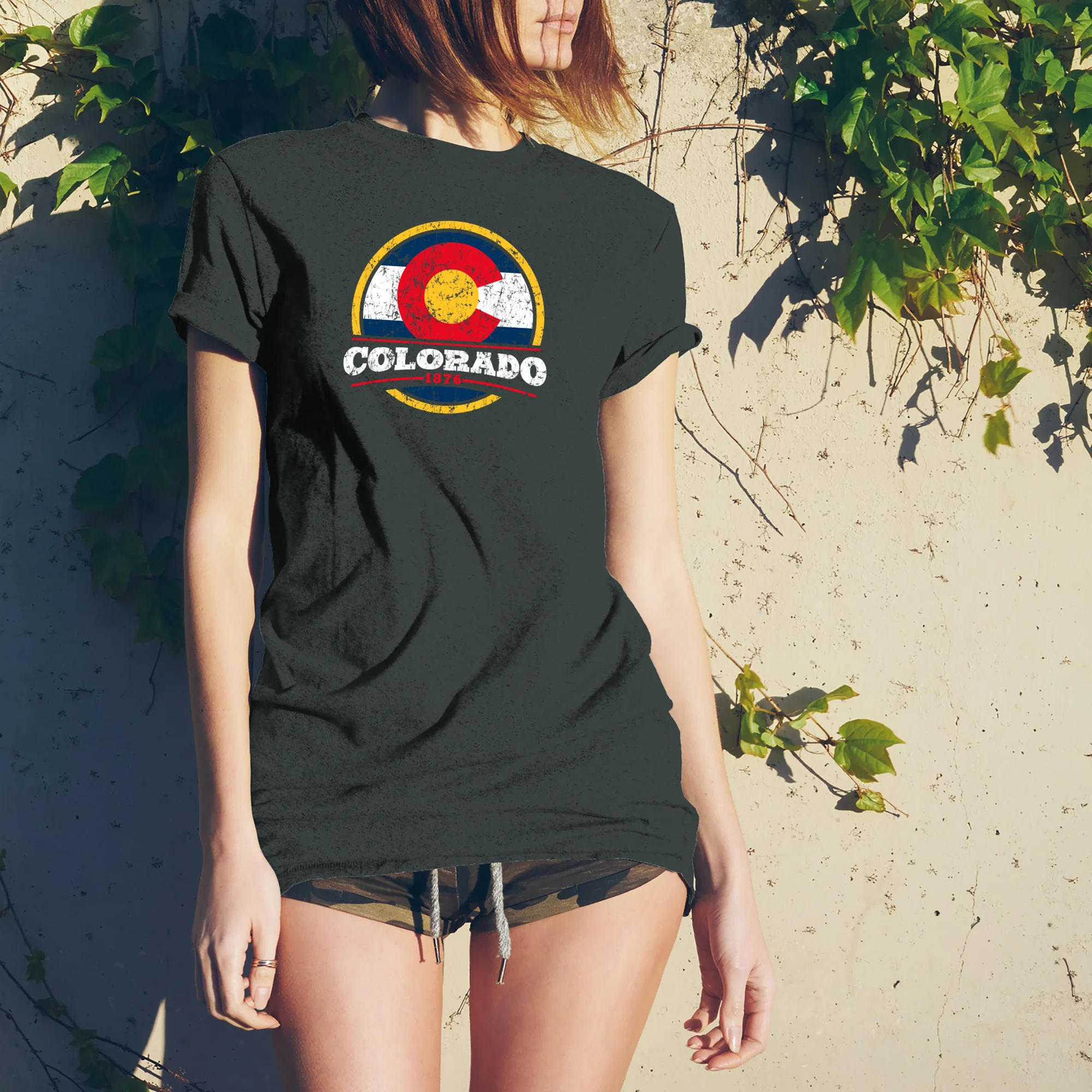 Colorado Distressed Circle T-Shirt - Dark Heather - Image 4