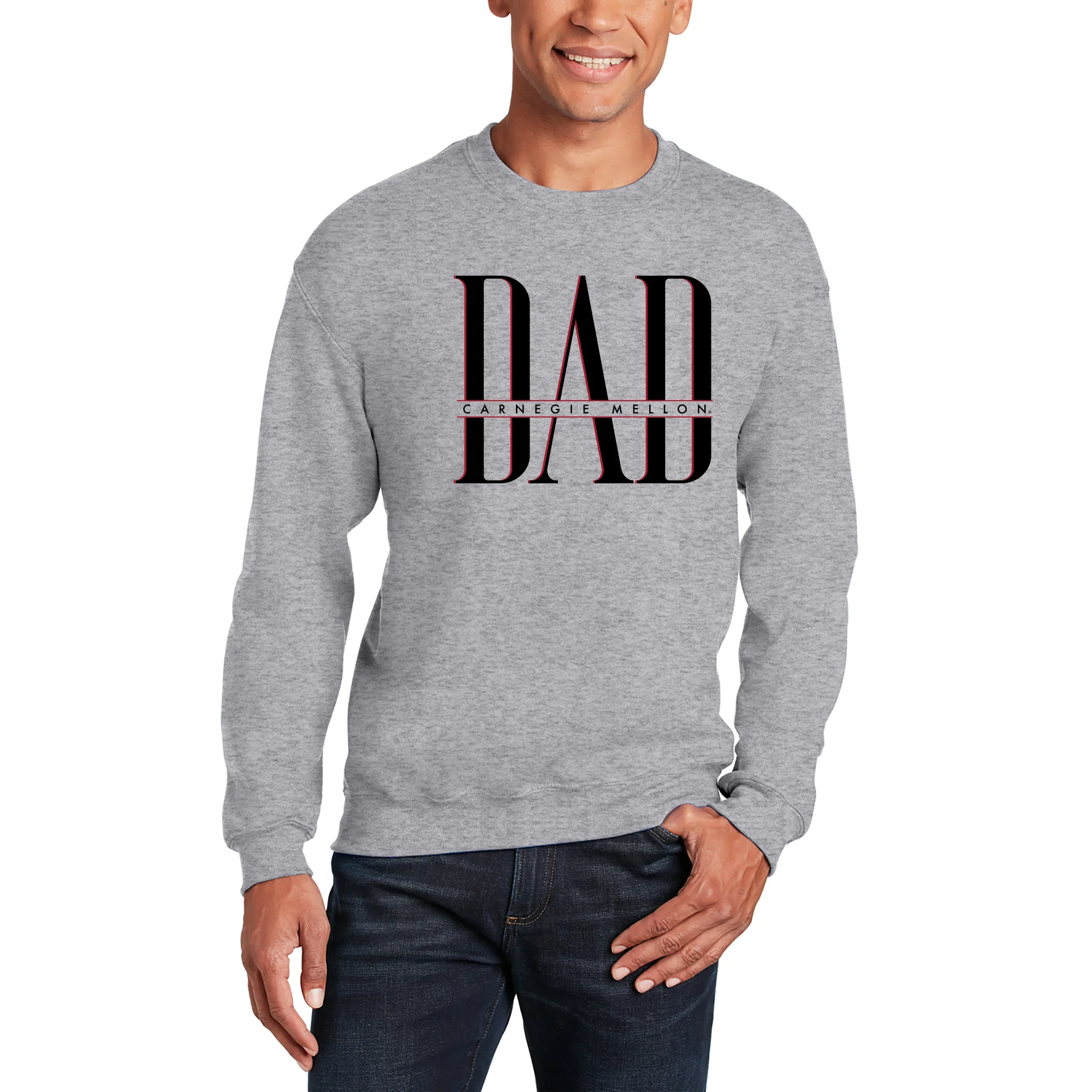 Carnegie Mellon Tartans Classic Dad Crewneck Sweatshirt - Sport Grey - Image 4