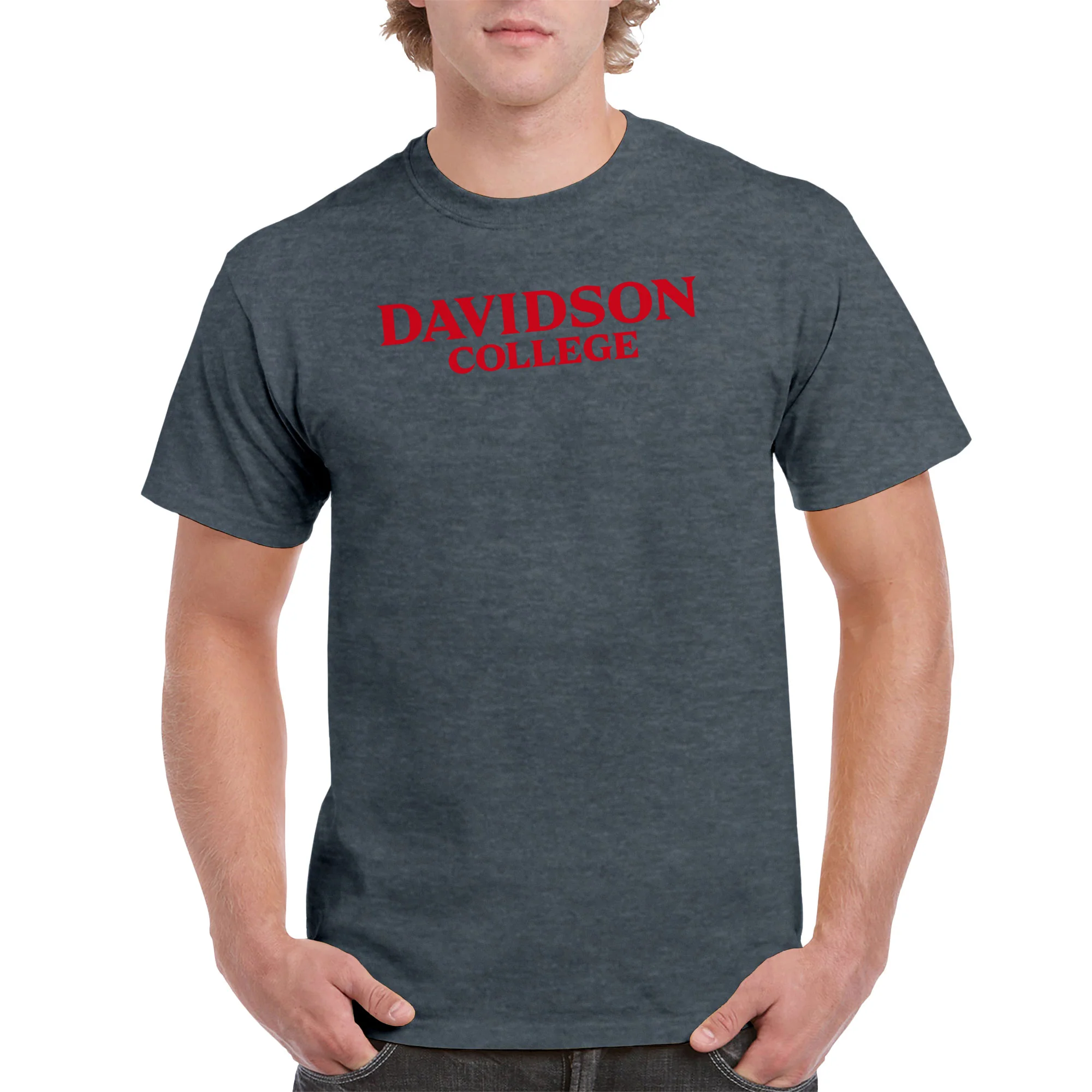 Davidson Wildcats Basic Block T Shirt - Dark Heather - Image 3